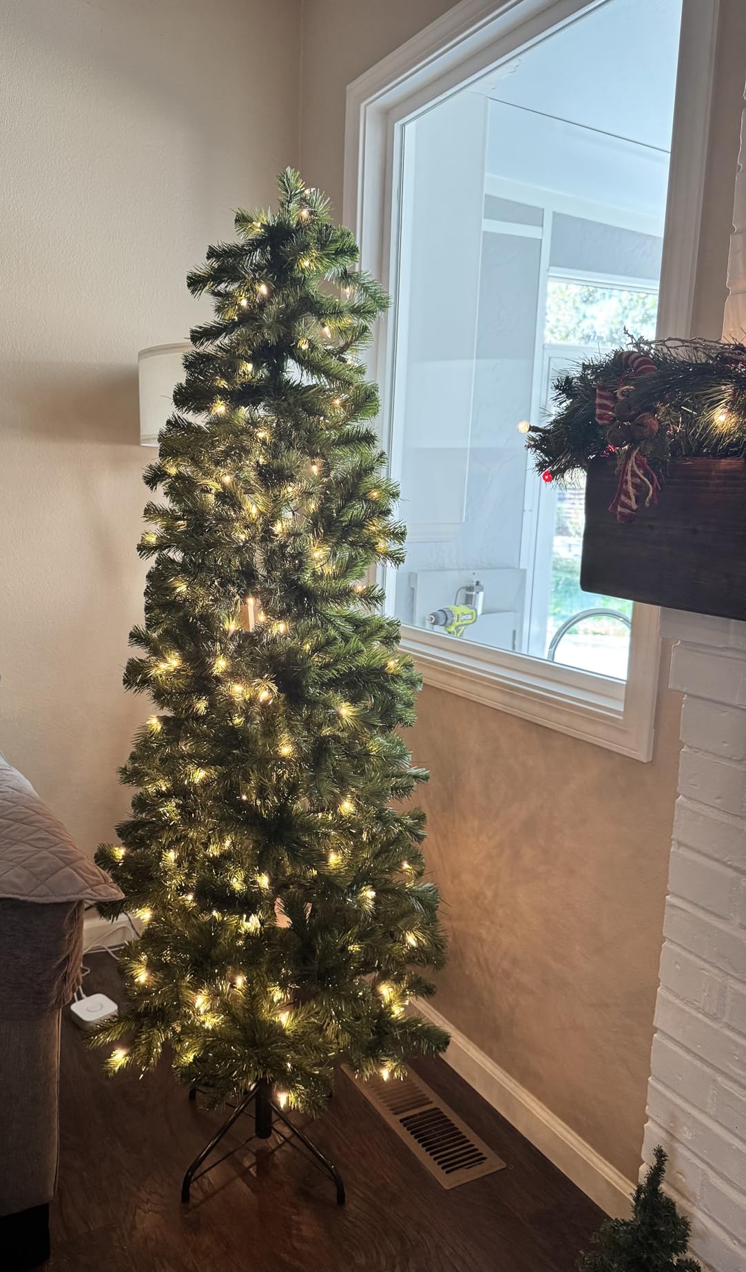 National Tree Company 6ft Pre-Lit North Valley Spruce Slim Christmas Tree | 250 Clear Lights, 636 Tips, Artificial, Includes Stand, Green customer photo 2