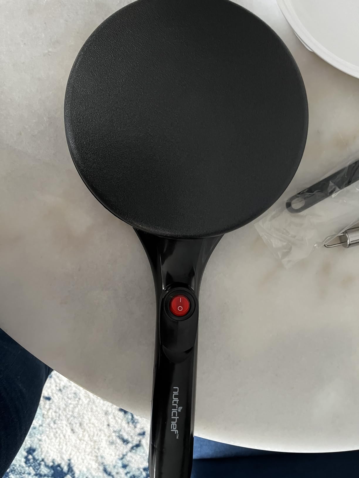Nutrichef Electric Crepe Maker | 8-inch Nonstick Cooktop with On/Off Switch | Cooks Roti, Tortillas & Pancakes | Automatic Temperature Control & Cool Touch Handle | Includes Food Bowl, Whisk & Spatula customer photo 1