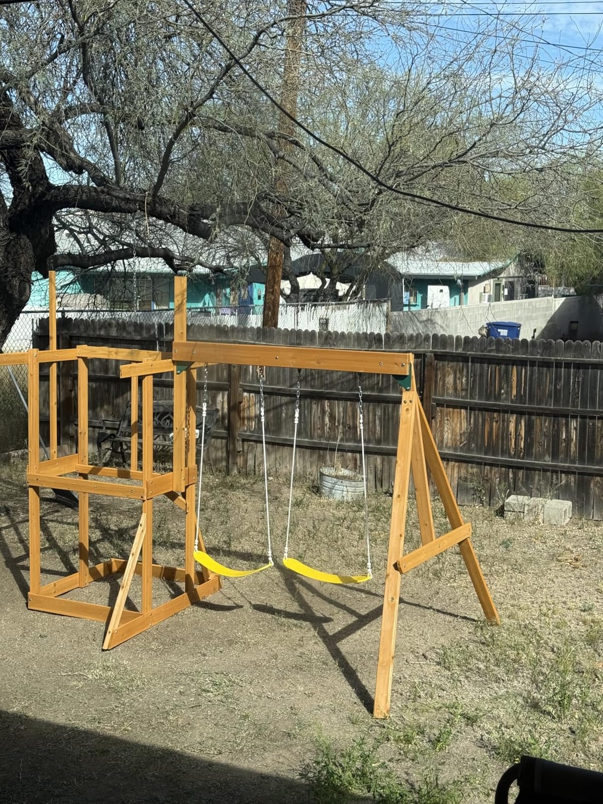 KidKraft Appleton Wooden Swing Set (Amazon Exclusive) | Rock Wall, Wavy Slide, Vinyl Canopy, 2 Swings, Sandbox Area, For Ages 3+ customer photo 1