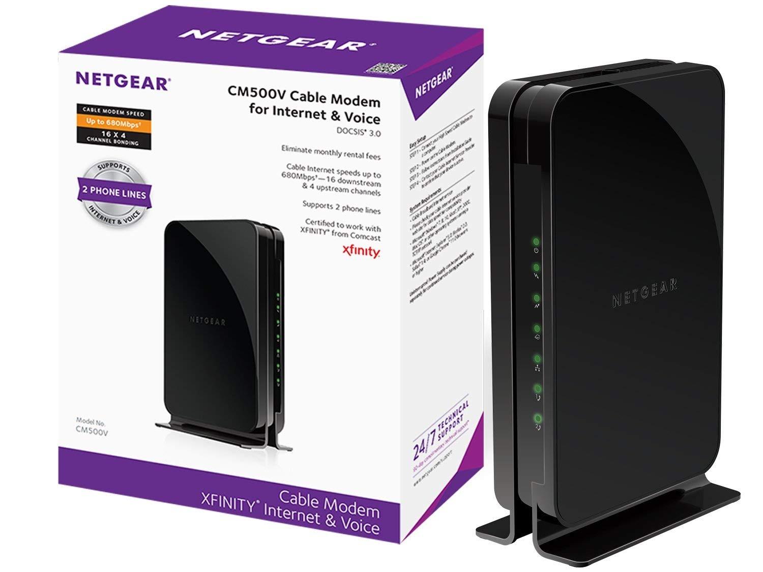 NETGEAR Cable Modem with Voice CM500V - for Xfinity by Comcast Internet & Voice | Supports Cable Plans Up to 300 Mbps | 2 Phone Lines | DOCSIS 3.0, Black, 16x4 w/Voice (CM500V-100NAS) customer photo 2