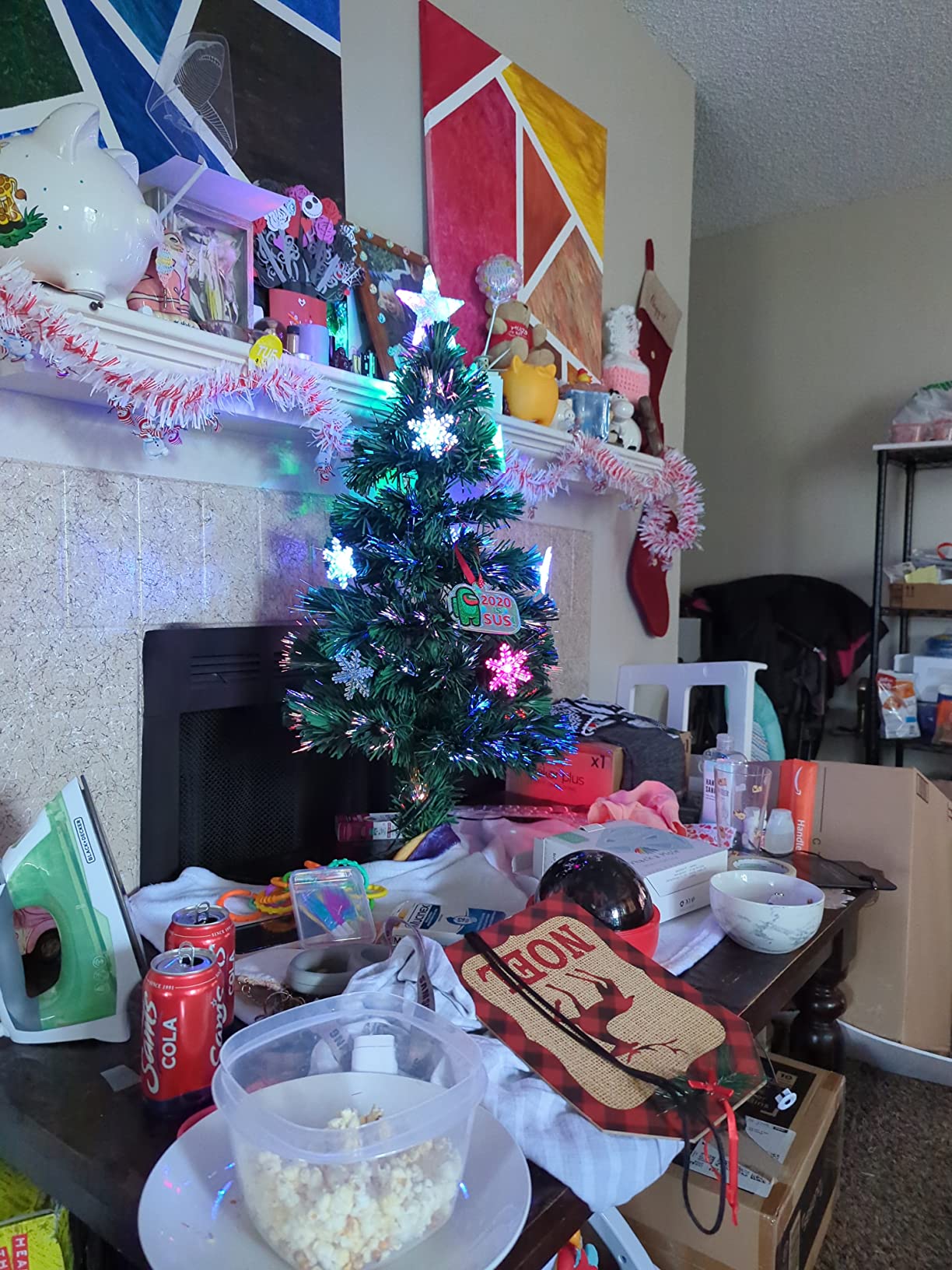 Goplus 3FT Pre-Lit Fiber Optic Artificial Christmas Tree, with Multicolor Led Lights and Snowflakes (3 FT) customer photo 2