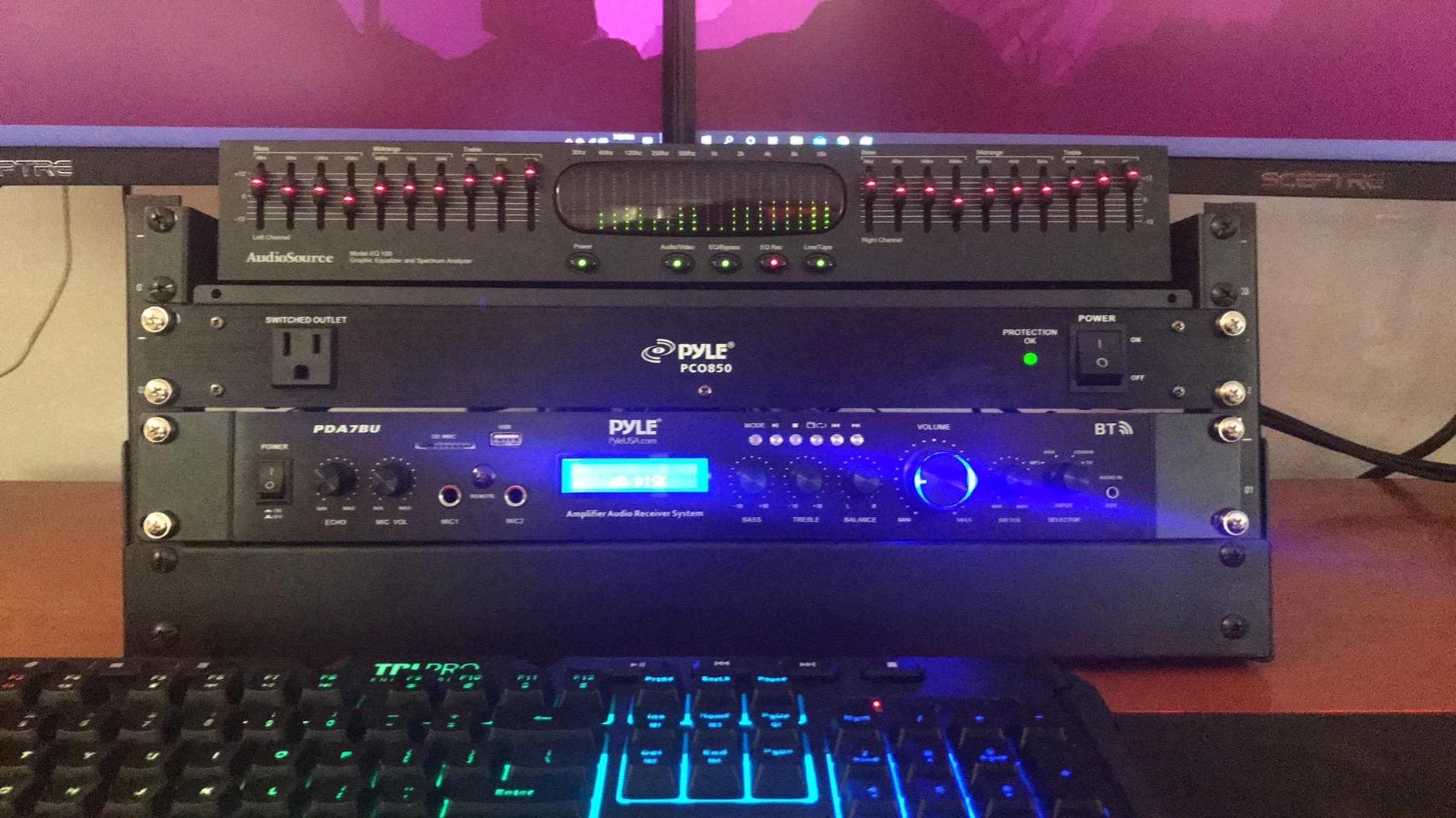 Pyle Bluetooth Home Theater Amplifier - 200 Watts into 5 Channels with Subwoofer Out, Easy Karaoke - Dual Mic, Wireless Streaming, USB/SD with MP3 player, RCA Input, FM Radio, LCD Display - PDA7BU customer photo 2