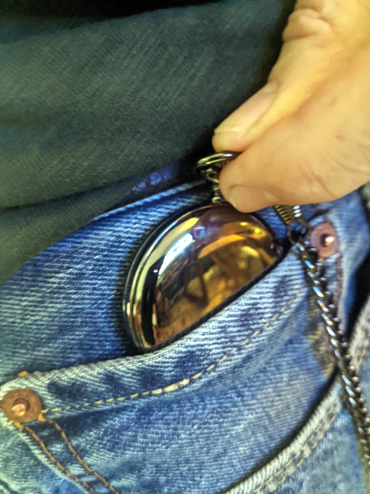 Gotham Men's Gunmetal Railroad Polished Finish Covered Quartz Pocket Watch # GWC15044B customer photo 1