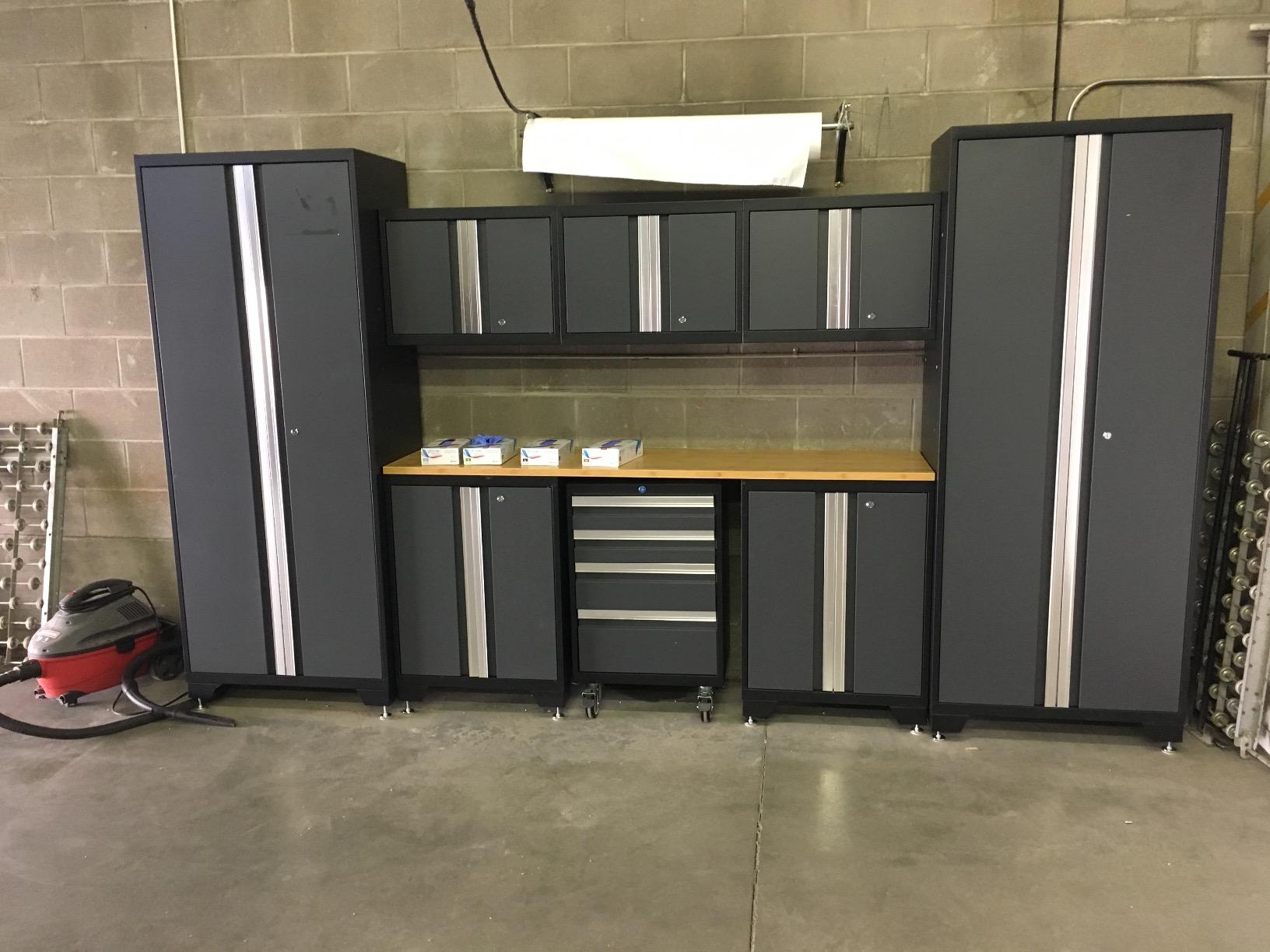 NewAge Products Gray Bold Series 9PC Garage Cabinetry Set · 24-Gauge Steel · Fully Welded · 132