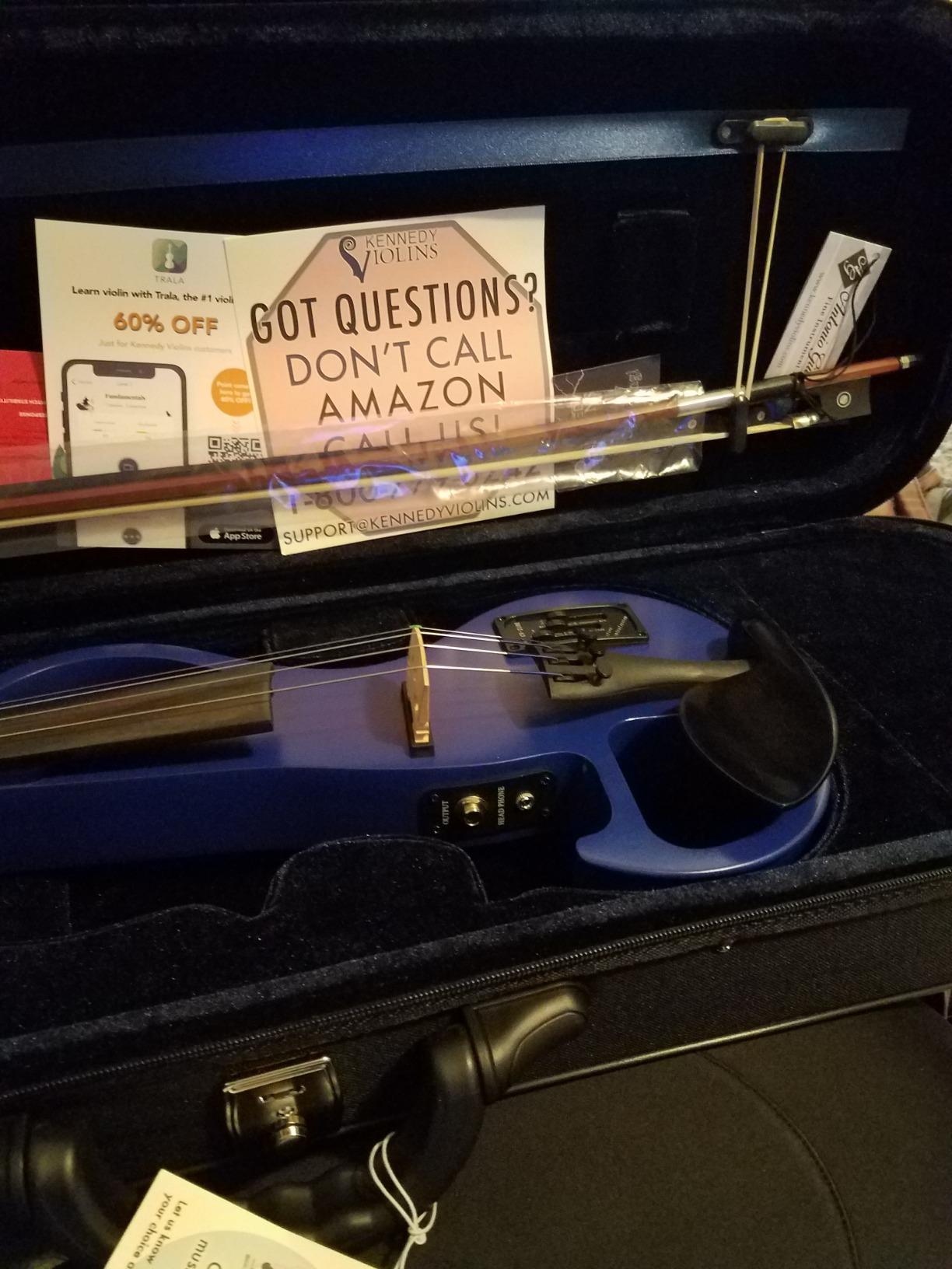 Electric Violin Bunnel Edge Outfit 4/4 Full Size (BLACK) - With Carrying Case and Accessories - Headphone Jack - Piezo Ceramic Pick-up - from Kennedy Violins customer photo 1