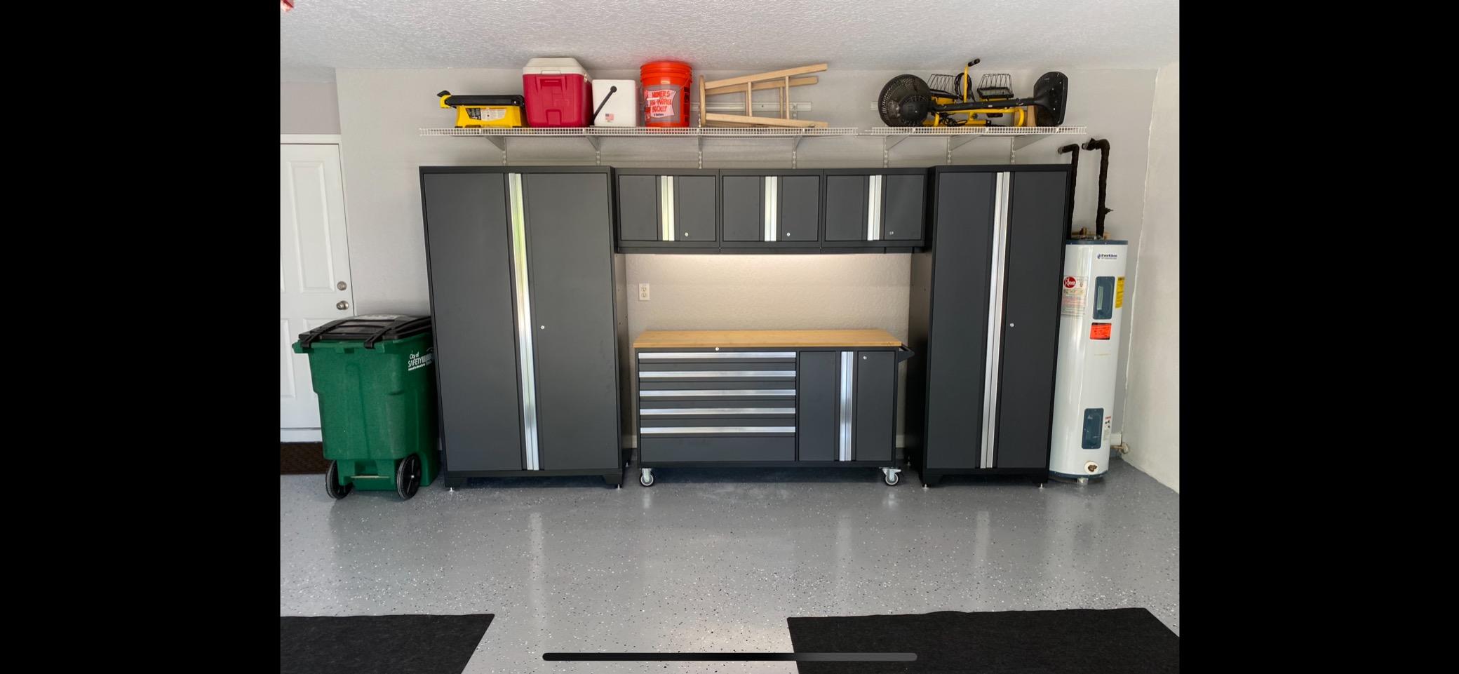 NewAge Products Cabinet Bold Series Gray 6 PC Set (62in. Project Center, 3 x Wall Cabinets, 62in. Bamboo Worktops, Multi-Use Lockers, 42in. Extra-Wide Locker), 50502 customer photo 1