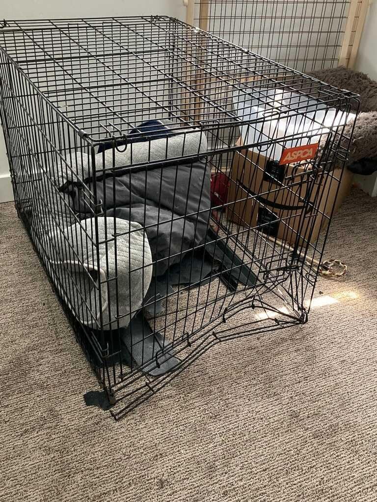 LUCKUP 38 Inch Heavy Duty Dog Cage Metal Kennel and Crate for Large Dogs, Easy to Assemble Pet Playpen with Four Wheels, Black customer photo 1
