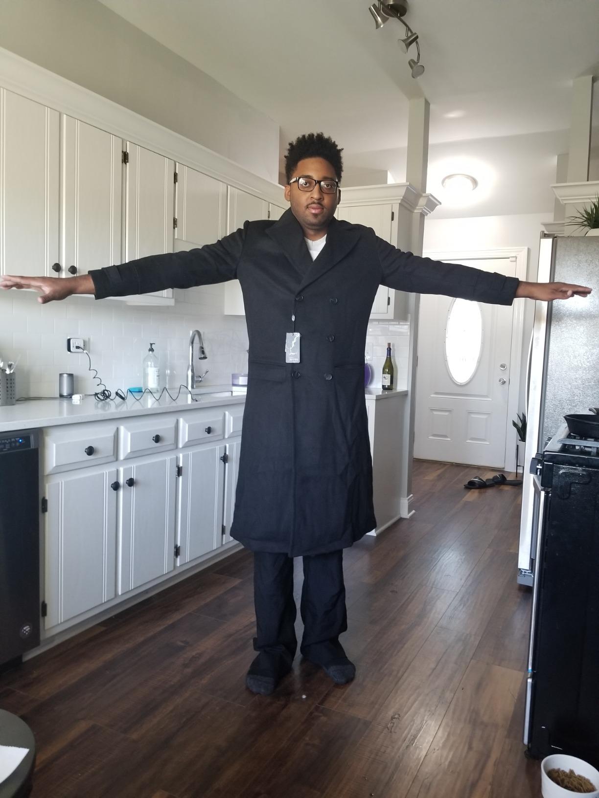 APTRO Men's Luxury Full Length Trench Coat Long Wool Overcoat Winter Windbreaker customer photo 1
