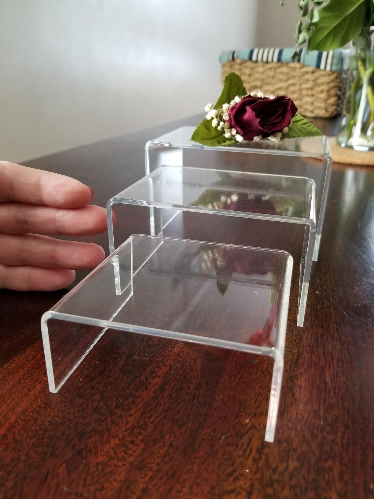 Chuangdi 2 Sets Display Risers Figure Food Stand,Clear,Small Set customer photo 1