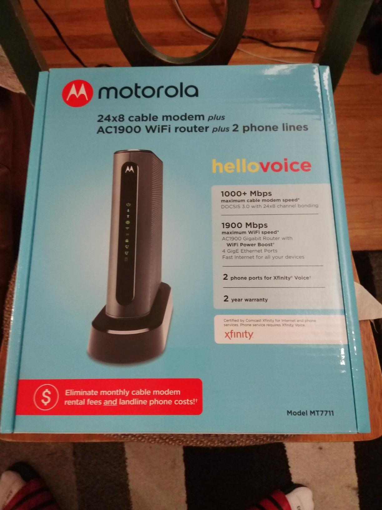 Motorola MT7711 (24X8) Cable Modem-Two Phone Ports Router, DOCSIS 3.0 Modem, AC1900 Dual Band Wi-Fi Gigabit Router for Comcast Xfinit customer photo 1