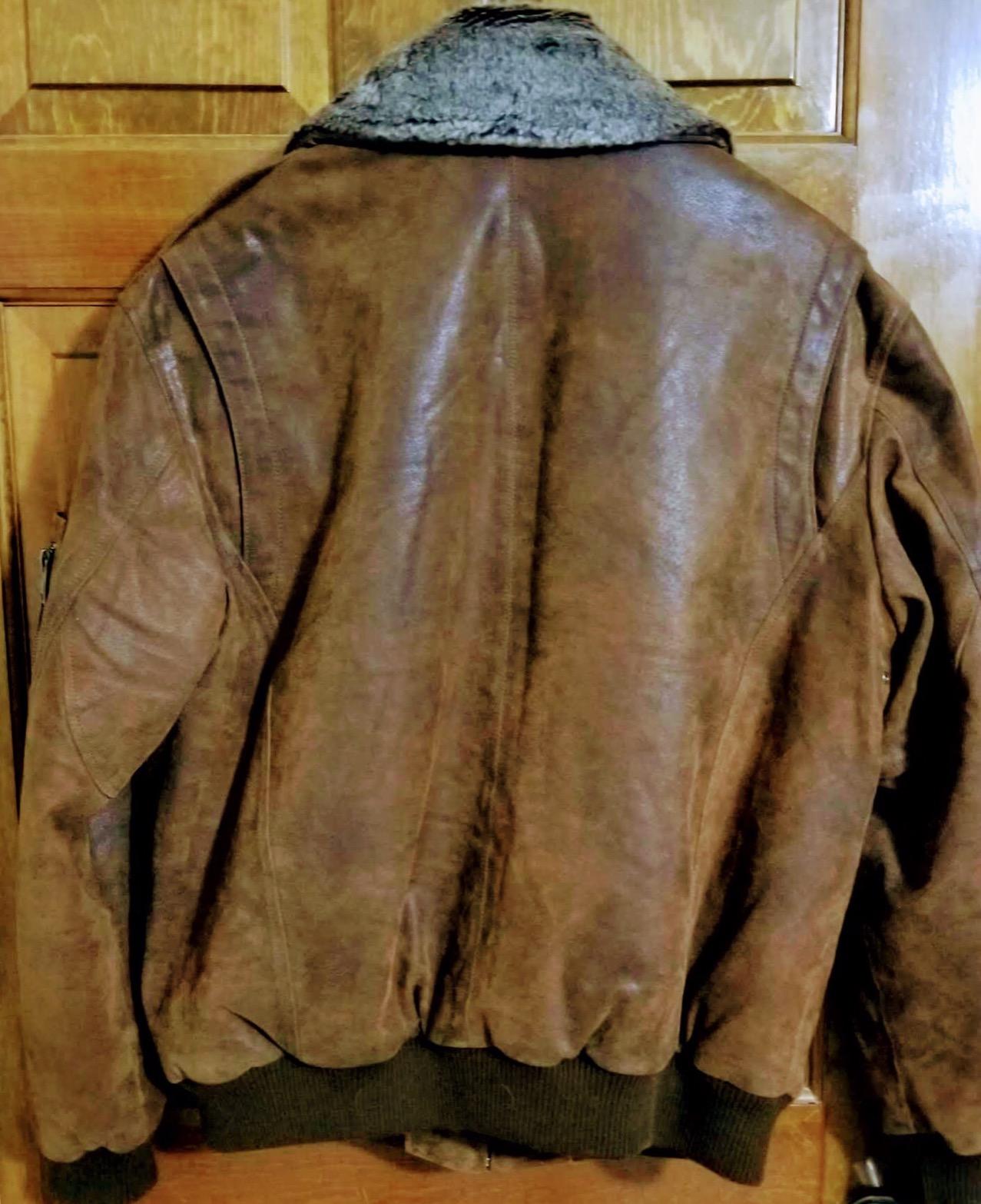 Men's Leather Flight Bomber Jacket Air Force Aviator customer photo 2