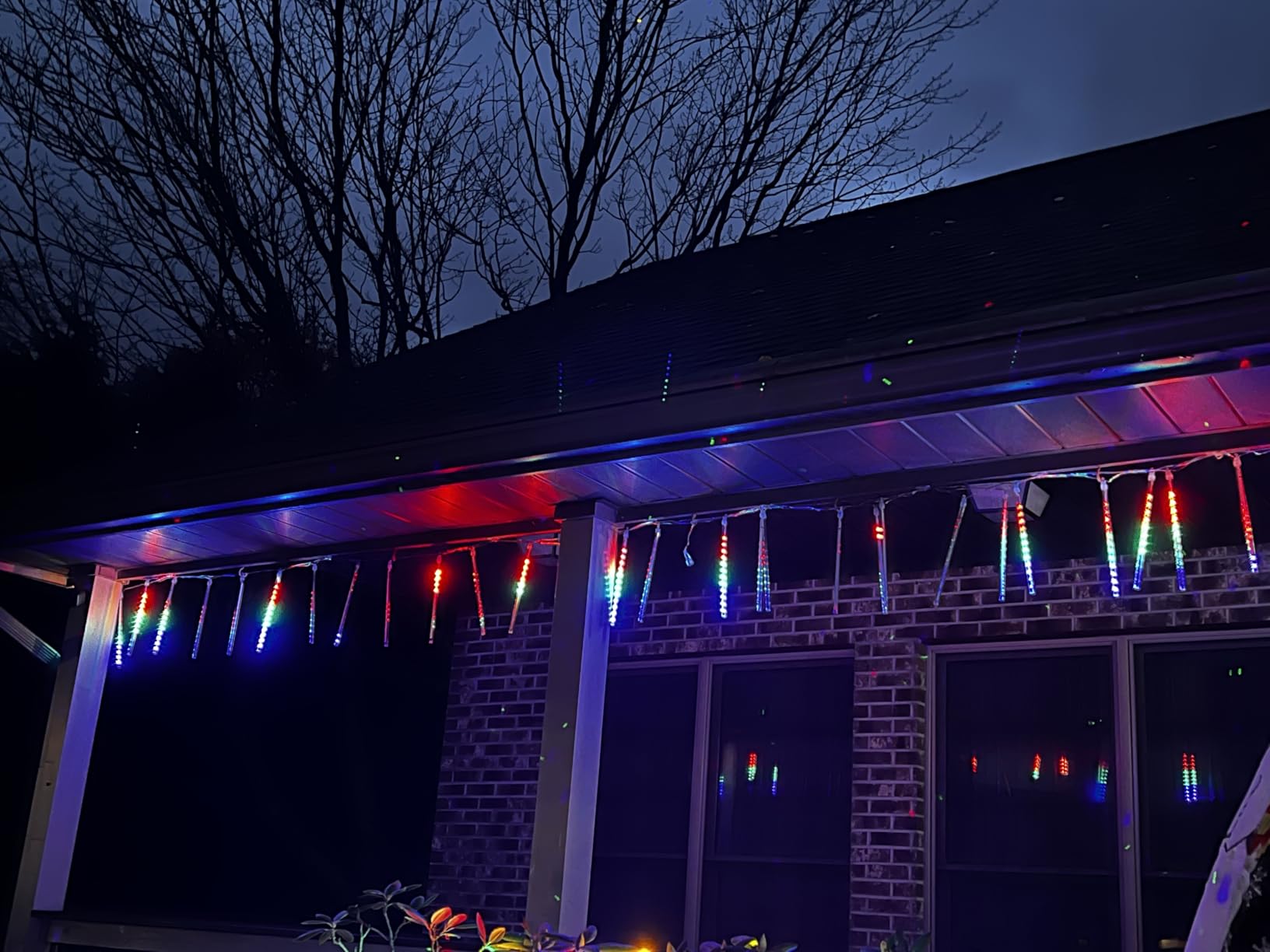 Weepong Meteor Shower Lights Outdoor Christmas Lights UL Certified Falling Rain Drop Snowfall Icicle Cascading String Light for Xmas Holiday Tree Wedding Party Garden Decor Blue, 12 Inch 8 Tubes customer photo 2