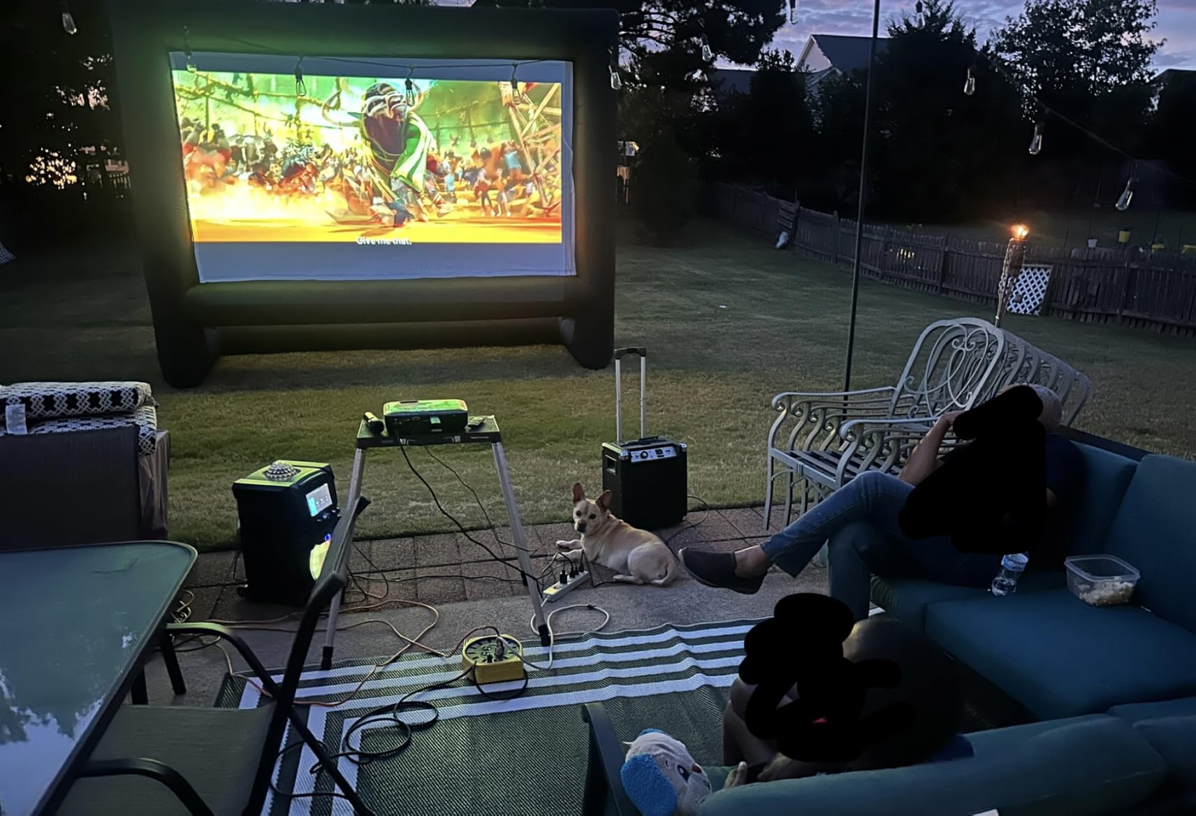 XHYCPY 16ft Inflatable Movie Screen with Air Blower Storage Bag - Front/Rear Projection, Easy Set Up for Backyard Movie Night, Theme Parties, Celebrations customer photo 1