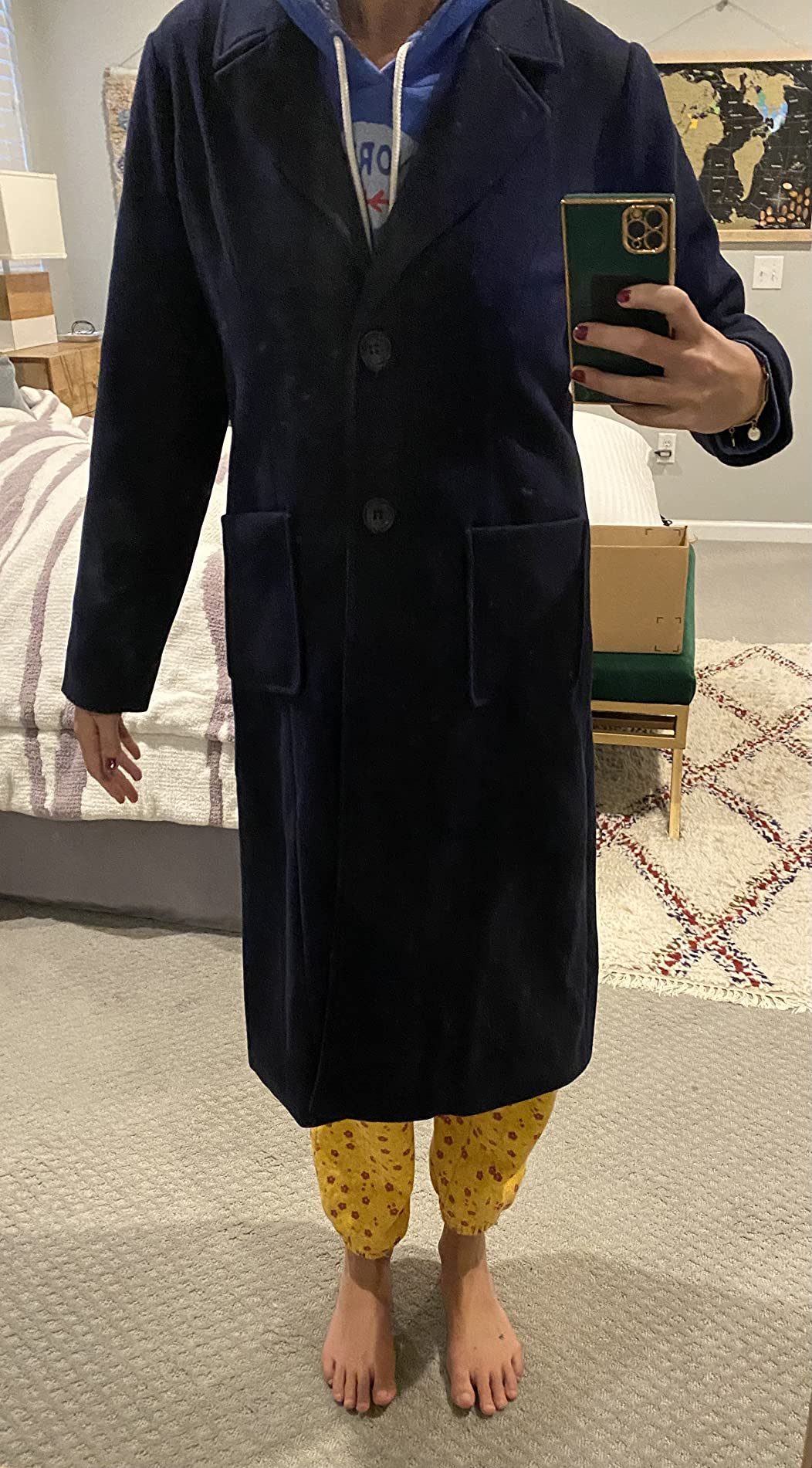 chouyatou Women's Big Notch Lapel Single Breasted Mid-Long Wool Blend Coat customer photo 1