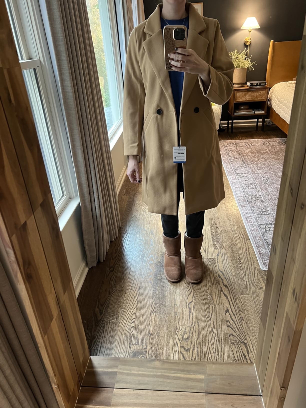 Tanming Women's Notch Lapel Double Breasted Wool Blend Mid Long Pea Trench Coat customer photo 1