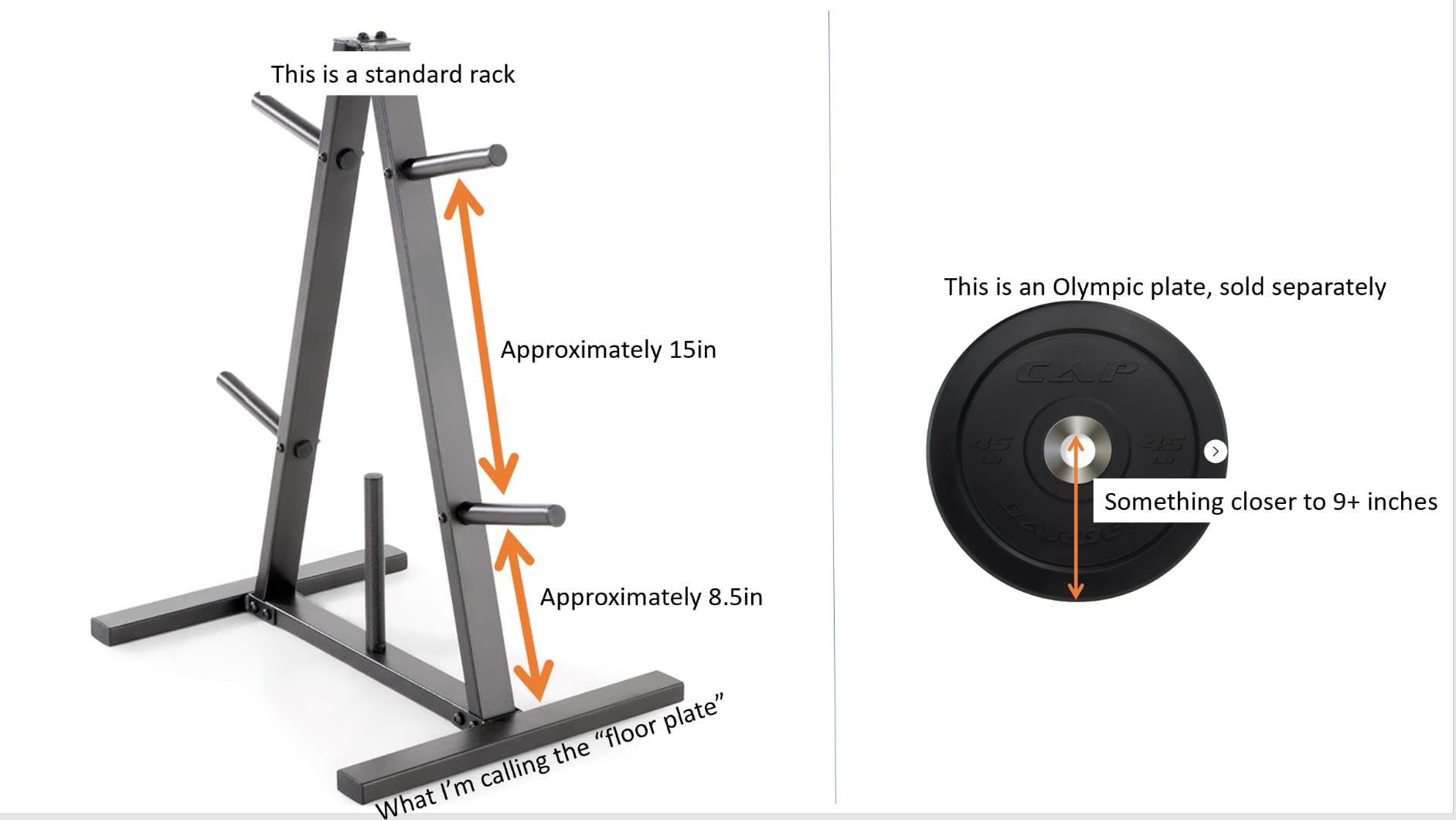 Marcy Standard Weight Plate Tree for 1-Inch Plates for Home Gym, 300 lb. Max. Capacity PT-5733 customer photo 2