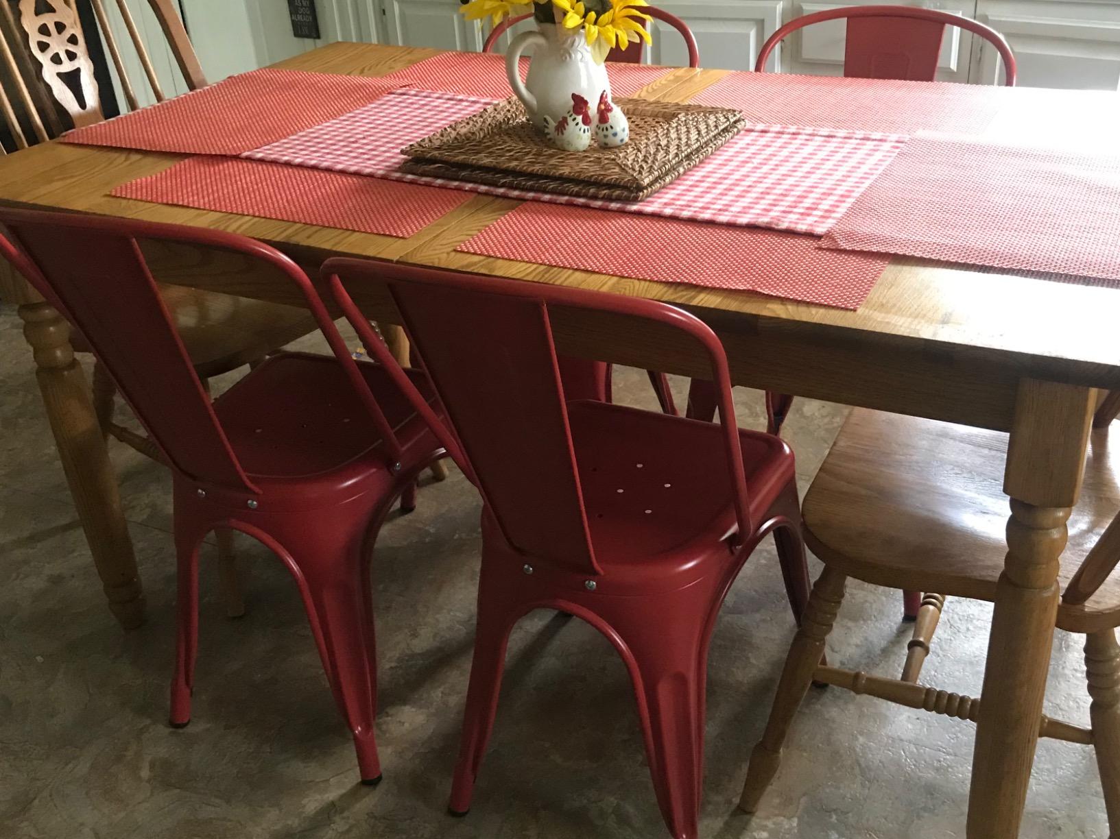 JUMMICO Metal Dining Chair Stackable Indoor Outdoor Industrial Vintage Chairs Bistro Kitchen Cafe Side Chairs with Back Set of 4 (Gray) customer photo 1