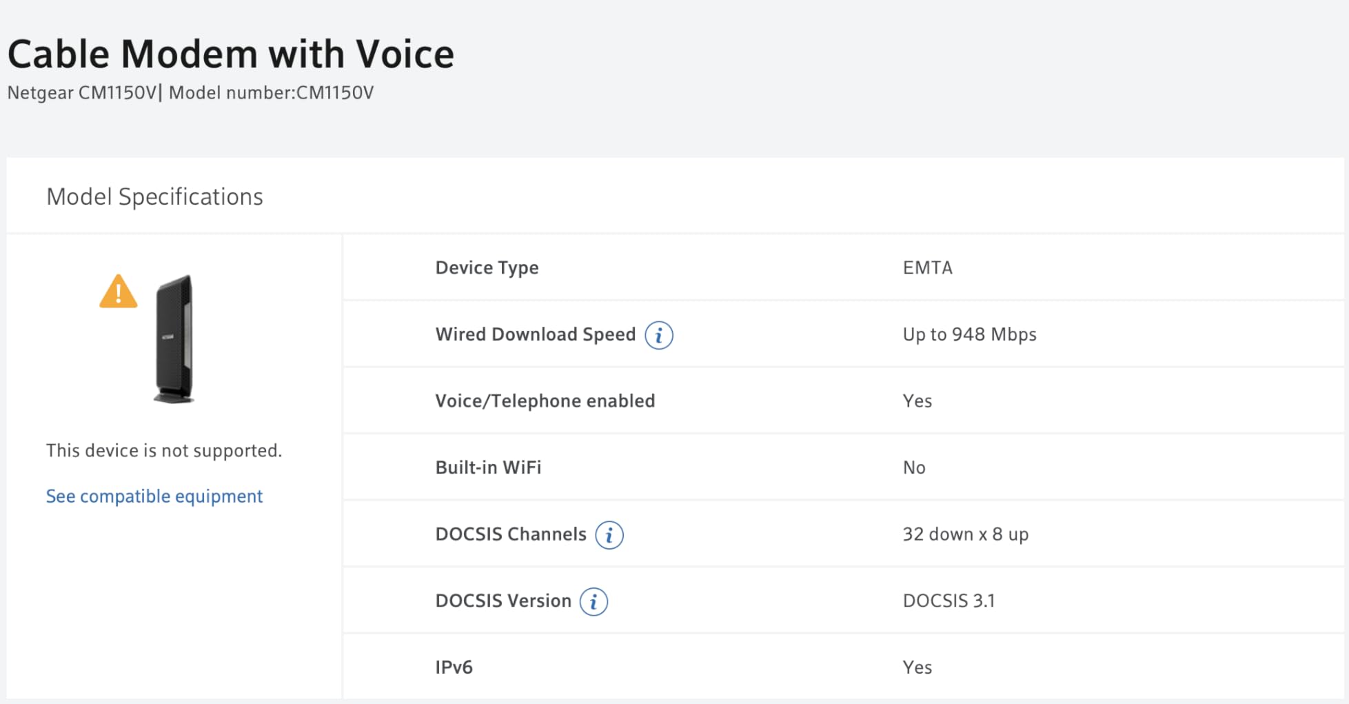 NETGEAR Nighthawk Cable Modem with Voice (CM1150V) - Certified for Xfinity by Comcast Internet & Voice Plans Up to 800Mbps | 2 Phone Lines | 4 x 1G Ethernet Ports | DOCSIS 3.1 customer photo 1