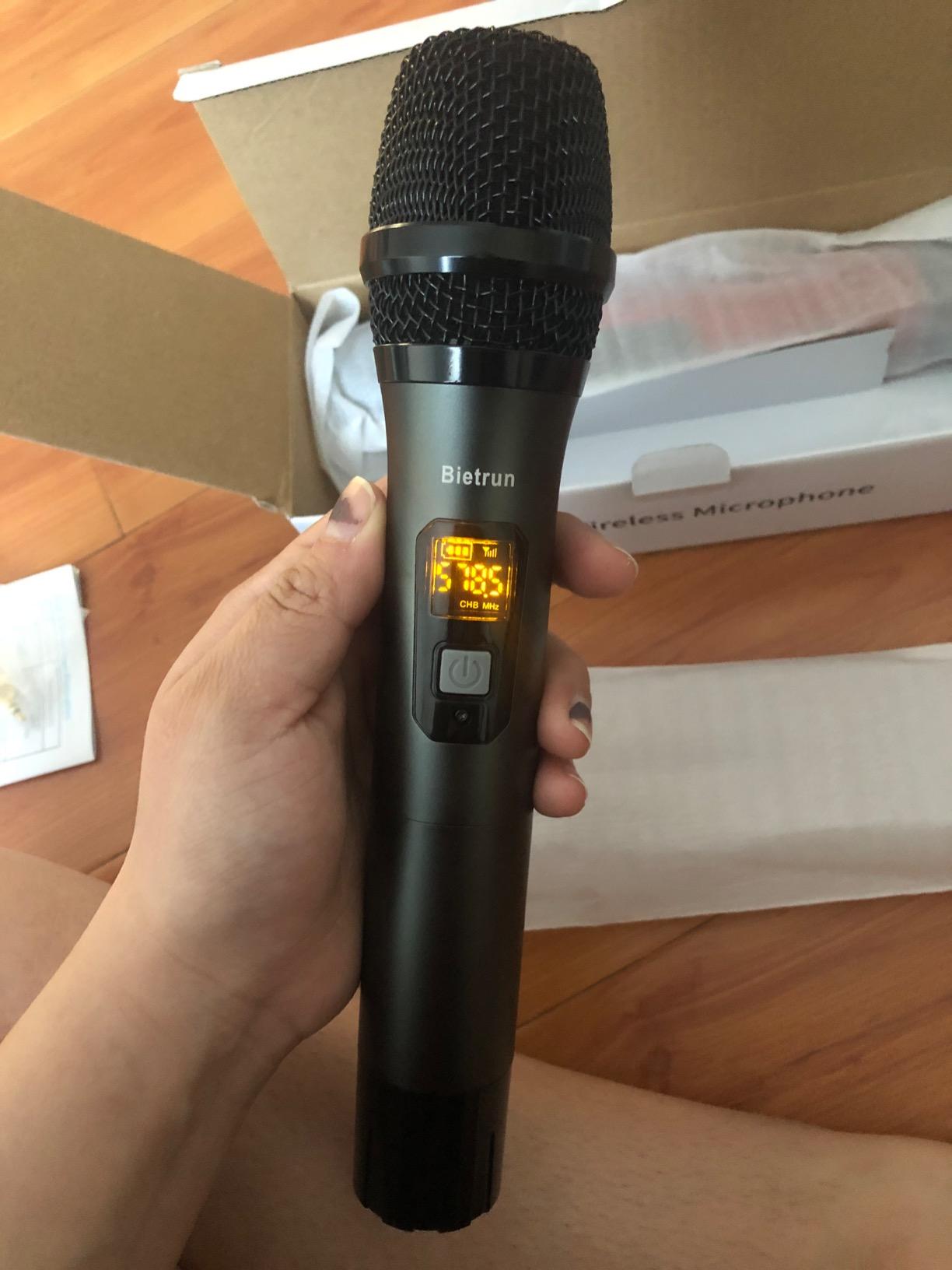 Bietrun UHF Wireless Microphone with 1/4'' Plug Rechargeable Receiver, 160 Feet, Professional Metal Dual Handheld Cordless Dynamic Mic System for Karaoke, Wedding, Singing, DJ, Party, Speech, Church customer photo 2