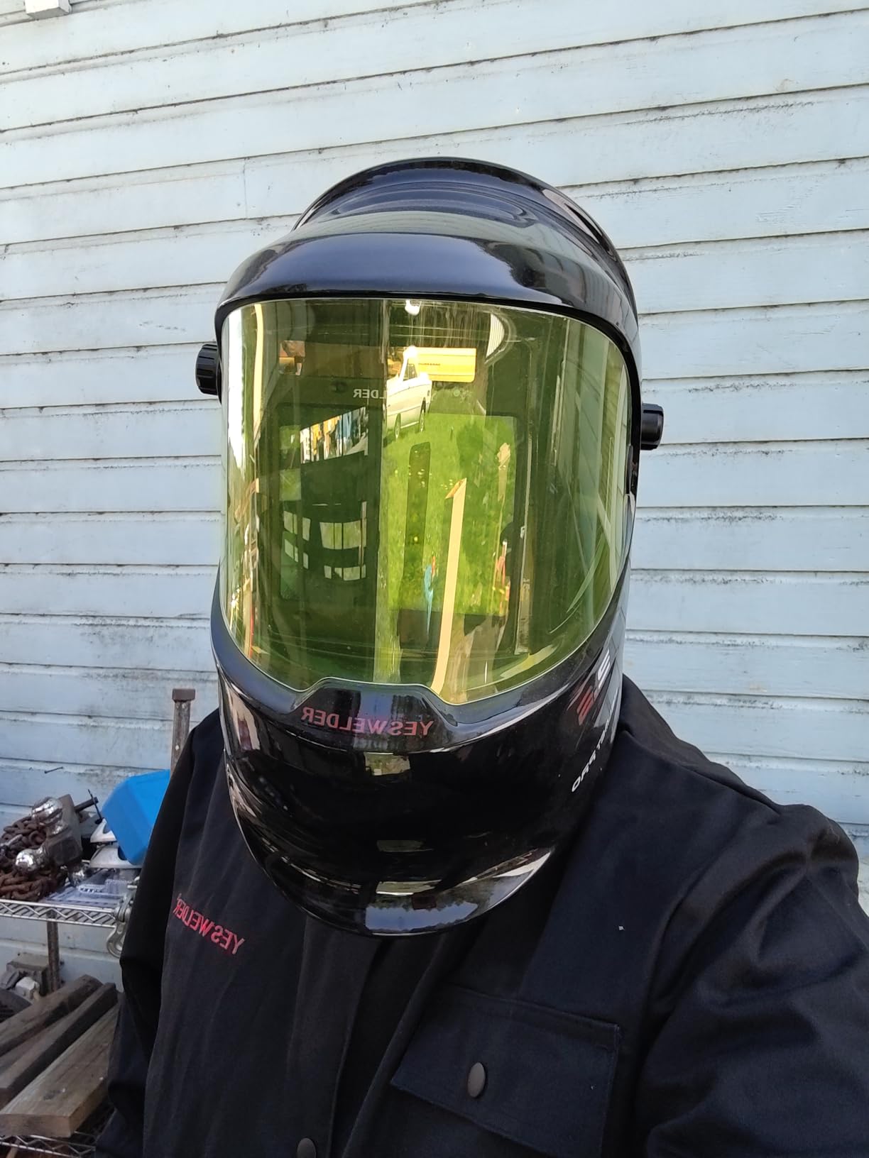 YESWELDER Auto Darkening Welding Helmet with LED, 180° View, LYG-Q800D | Wide shade control for WELD/CUT/GRIND, 1/1/1/1 True Color, 1/30000s response customer photo 2