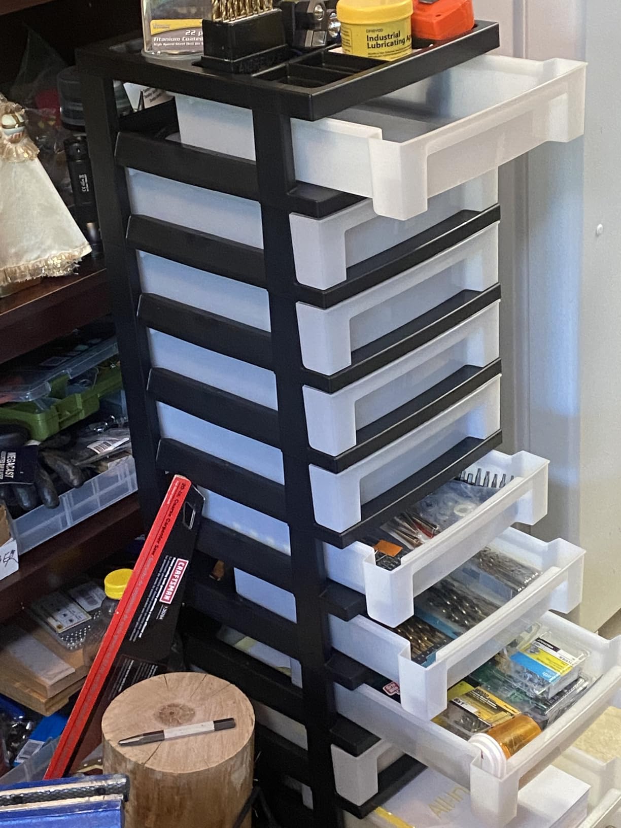 IRIS USA 4-Drawer Rolling Storage Cart with Organizer Top, Black/Pearl | Keep classroom supplies, teacher essentials, craft materials, and learning tools organized with easy-access drawers customer photo 1