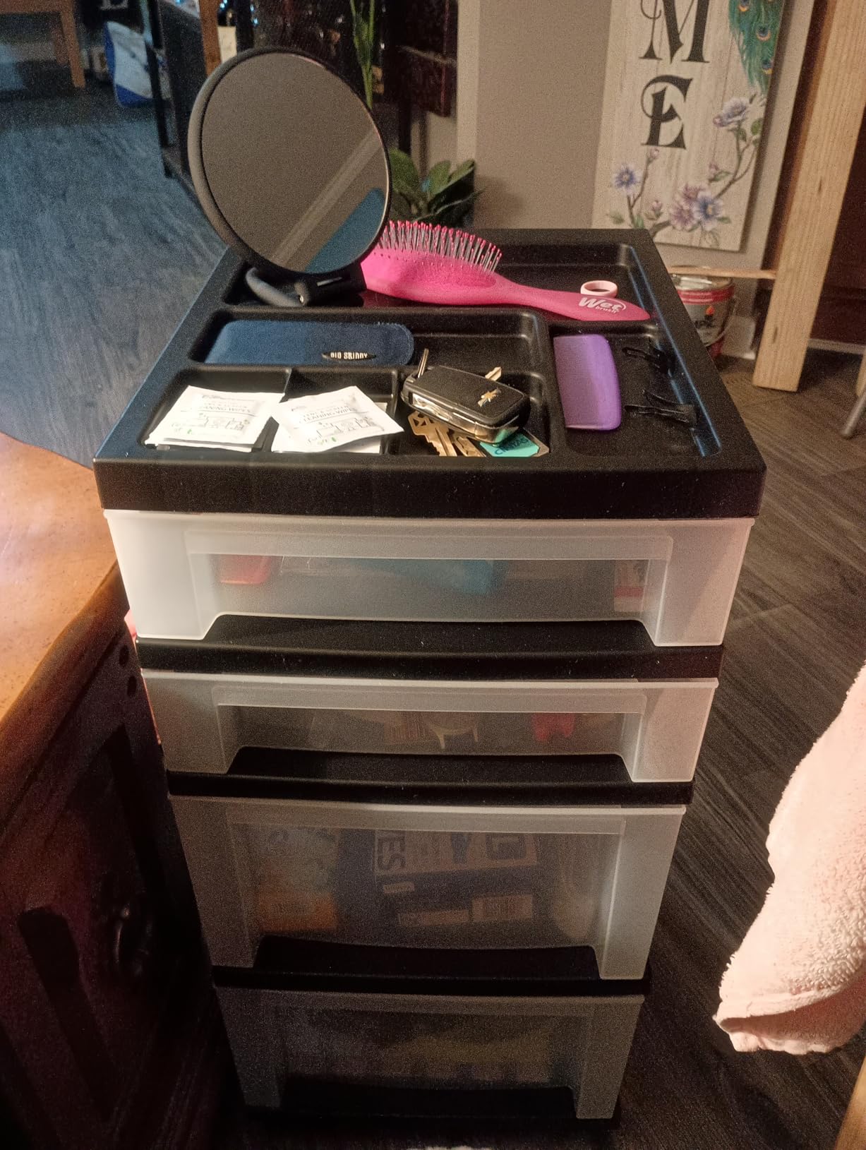IRIS USA 4-Drawer Rolling Storage Cart with Organizer Top, Black/Pearl | Keep classroom supplies, teacher essentials, craft materials, and learning tools organized with easy-access drawers customer photo 2