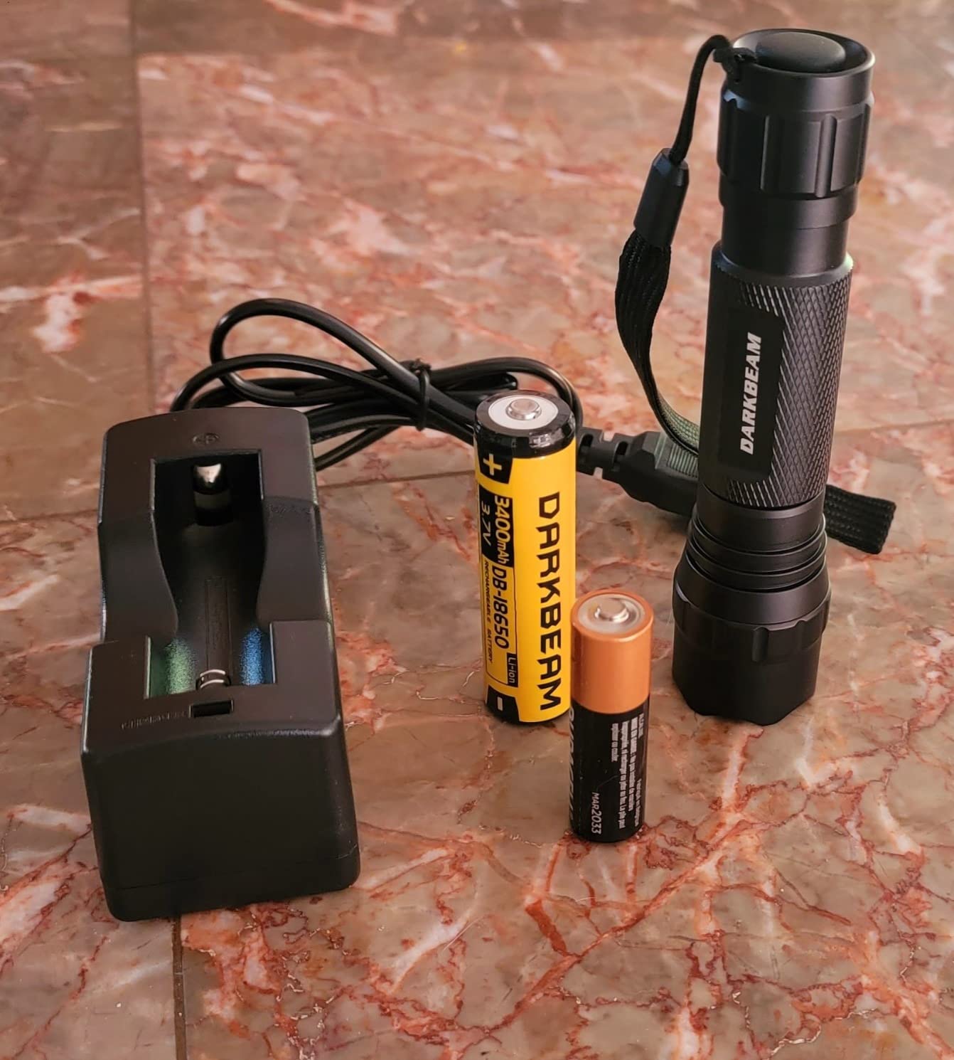 DARKBEAM Red Light Flashlight Tactical LED High Power Rechargeable Zoomable customer photo 1