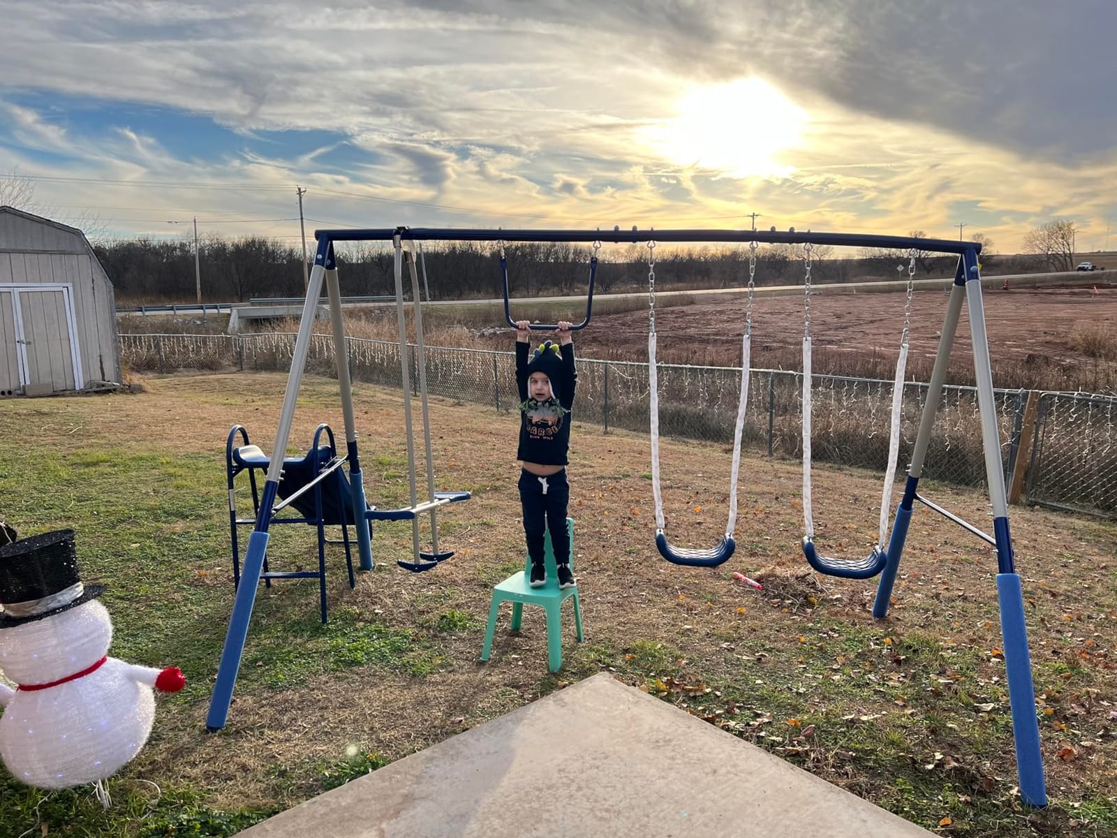 Sportspower Arcadia Metal Swing Set for Kids - Trapeze, 2-Person Glider, 5ft Slide, Anchor Kit, 6.1ft Durable Steel Frame - Outdoor Backyard Playset with 600 lbs Capacity customer photo 2