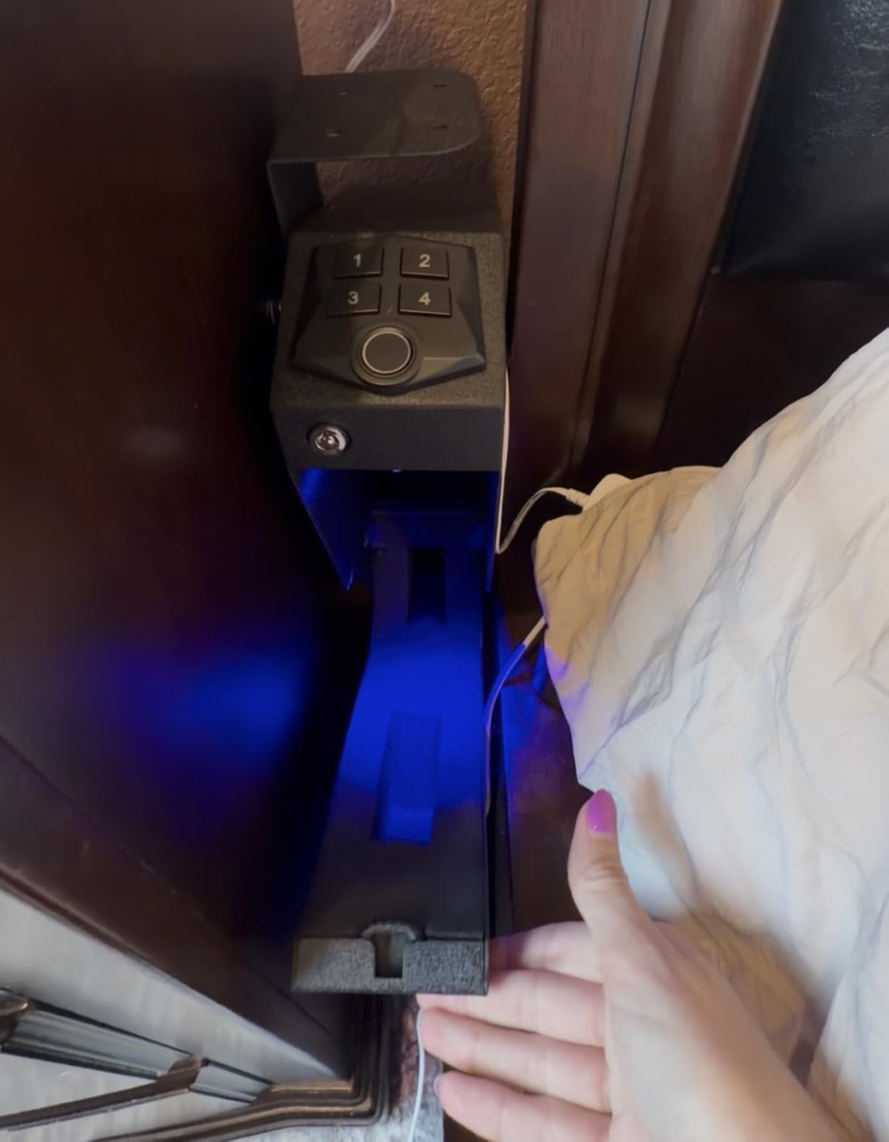 RPNB Bedside Gun Safe for Handgun, Biometric Pistol Safe, Small Handgun Safes | California DOJ Certified, Mounted Handgun Safe, Biometric Fingerprint, Auto Open Lid, 4-Digit PIN Keypad, Nightstand, Desk customer photo 1