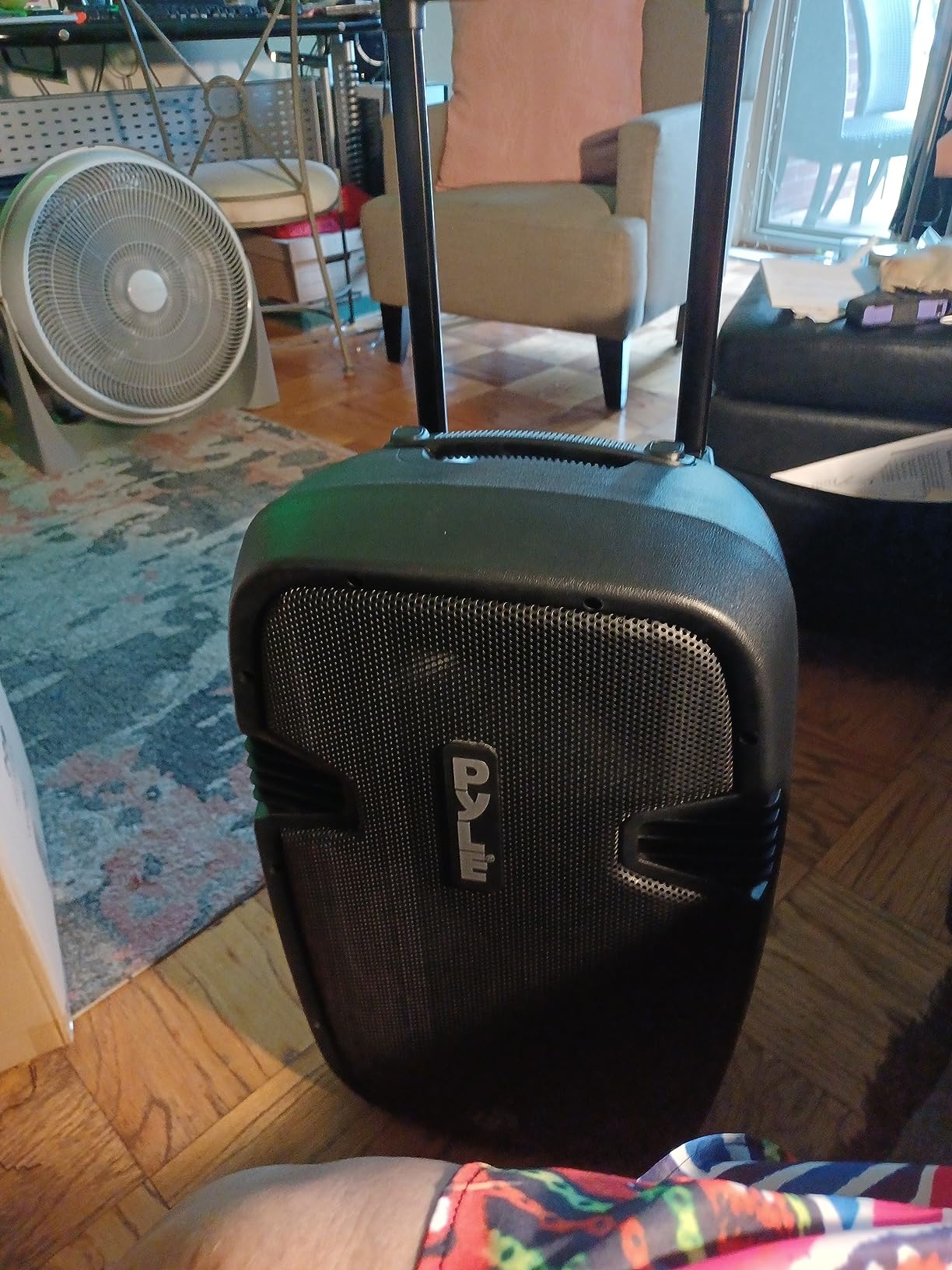 Pyle Karaoke Portable 15-inch PA Speaker System - 1600W Active Powered Bluetooth Compatible Speaker, Rechargeable Battery, Easy Carry Wheels, USB MP3 RCA, FM Radio, 2 UHF Microphone customer photo 2