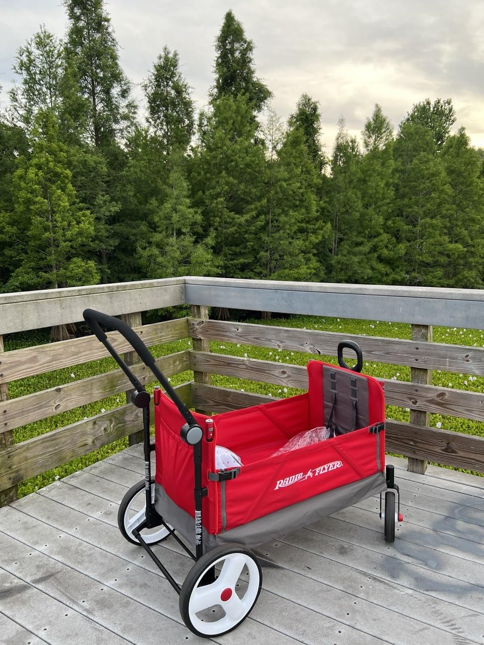 Radio Flyer Wagon for Kids, Baby Stroller, Outside Toys for Toddlers 1-3, Rolling Cart, Beach Cart with Wheels, Convertible Stroller Wagon for Kids Ages 1+ Years, Red | with Bench Mode, One-Hand Fold, Sun Canopy, 5-Point Harnesses, Front Caster Wheels & 12