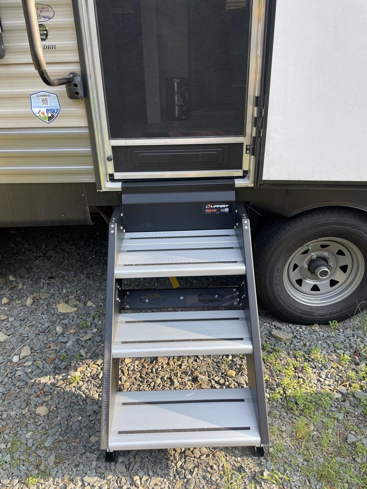 Lippert Components - 791572 Solid Step Triple Step for RV and Travel Trailer Entry Doorway Black 26-inch customer photo 1