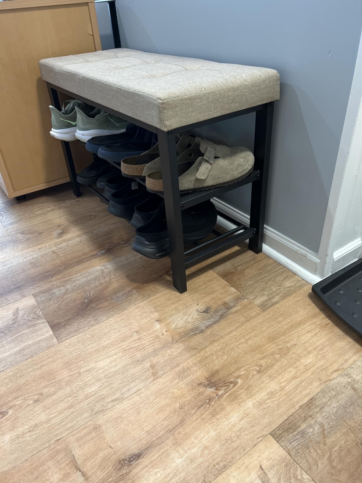 SONGMICS Shoe Bench, Storage Bench, Entryway Bench with Cushion | Shoe Shelf with Seat, Space-Saving, Modern Style, 31.9
