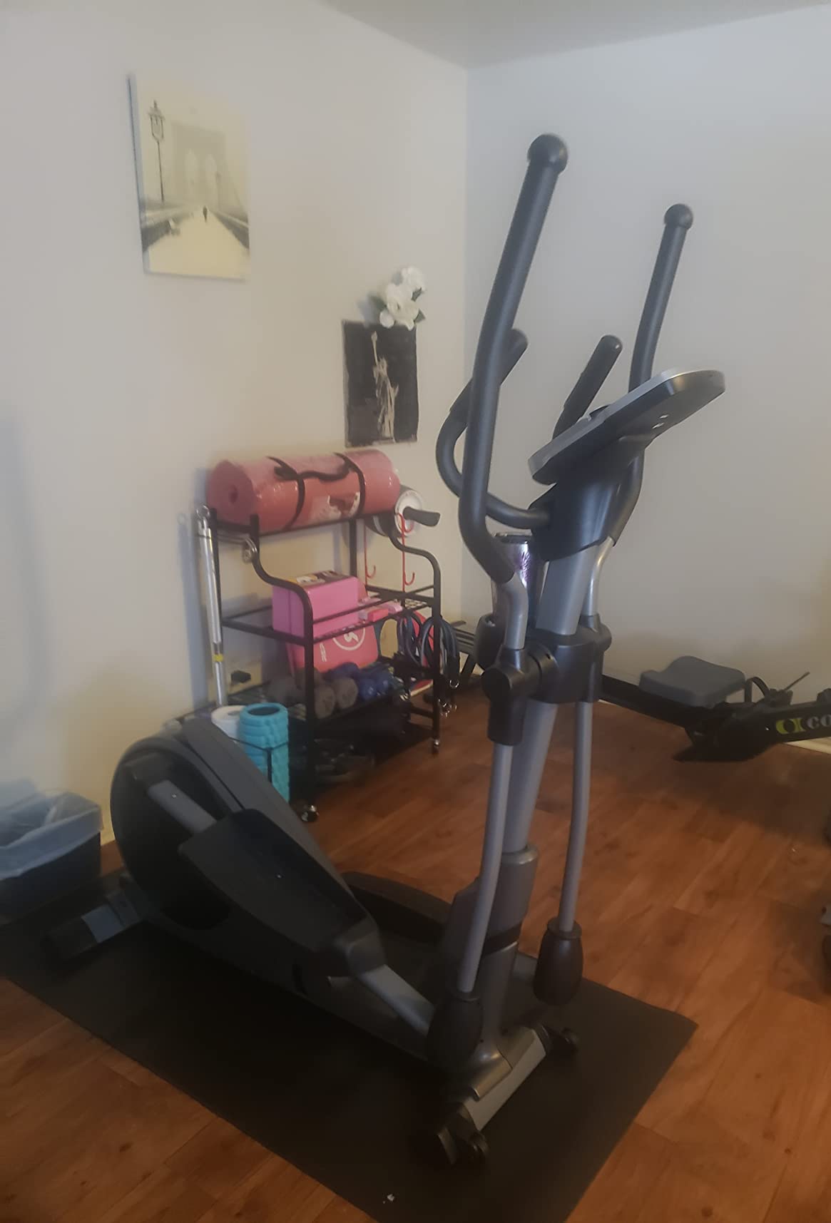 Sunny Health & Fitness Heavy Duty Elliptical Machine with Full Body Workout | Adjustable Resistance, Dual Handlebar, Performance Monitor, Device Holder, Heart Rate Monitor, 300LB-330 LB Capacity customer photo 2