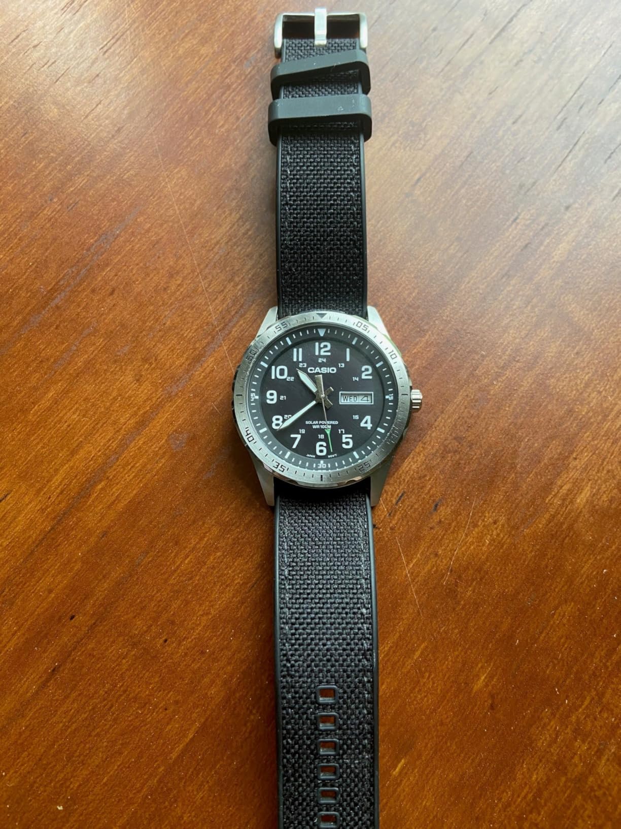 MTPS120L Series | Unisex Analog Watch | 100M WR | Stainless Steel Case | 3 Hand Analog | Date Display | Low Battery Alert | Military Styling | Solar Powered customer photo 2