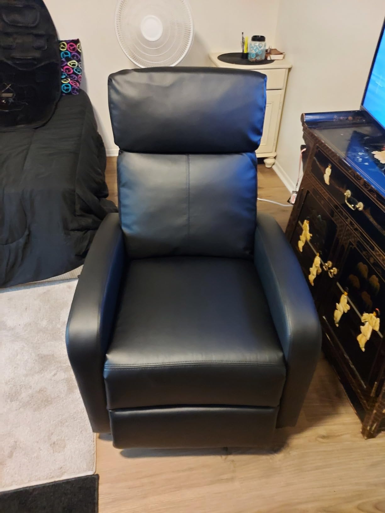 Tuoze Recliner Chair for Adults, Black PU Leather Modern Reclining Recliner customer photo 2