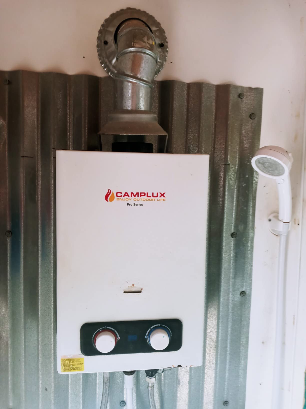 Camplux Pro 6L Portable Tankless Water Heater,Mini Sized Outdoor Propane Gas Water Heater with Portable Handle,Propane Gas Water Heater for RV,Campings,Cabins,Barns,White customer photo 1