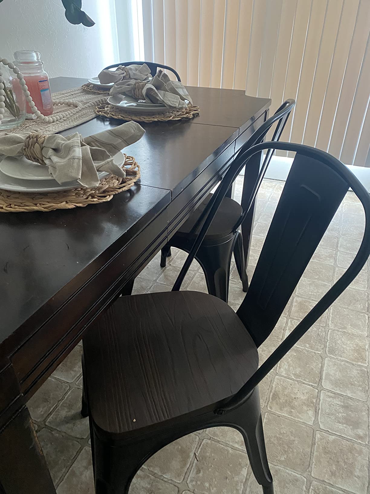 Yaheetech Metal Dining Chairs Set of 4, Stackable Kitchen Chairs, Black customer photo 1