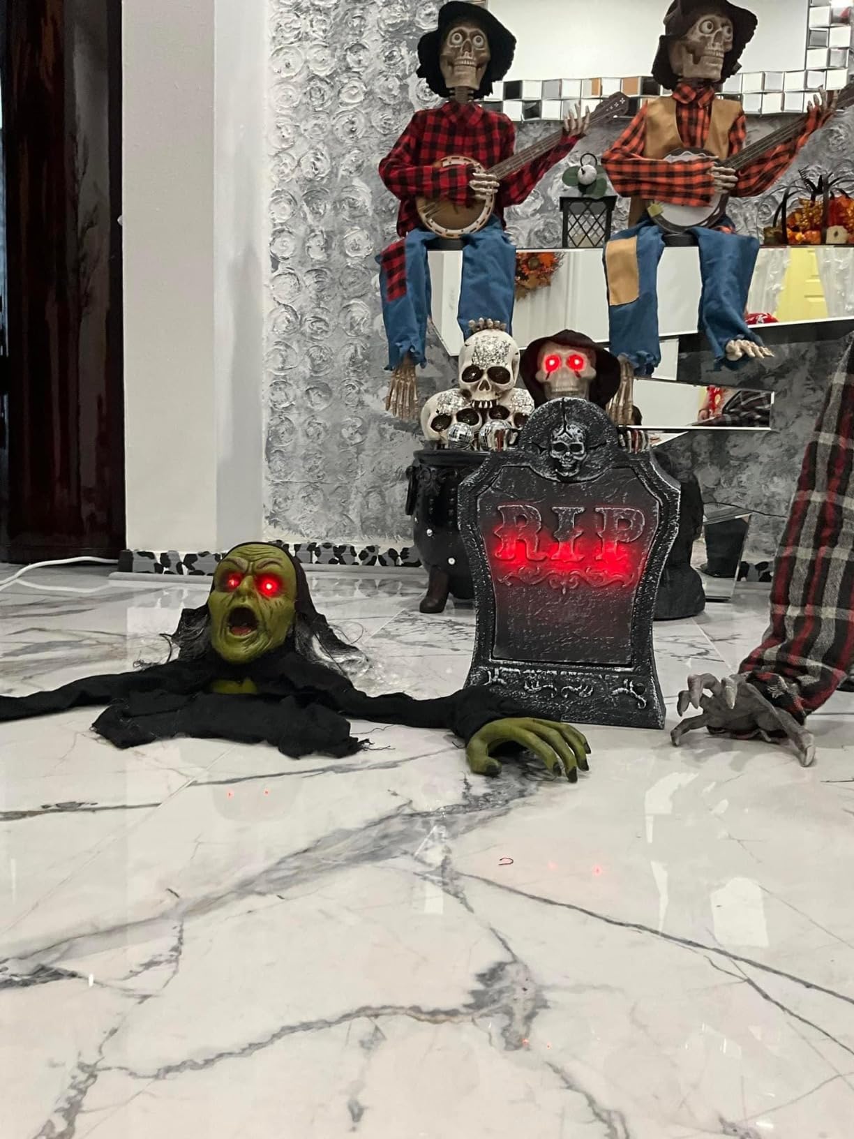 JOYIN Halloween Decoration Outdoor Zombie Groundbreaker, Halloween Outside Zombie Decor with Sound and Flashing Eyes, Scary Groundbreaker for Yard Lawn Graveyard Decorations, Haunted House Prop customer photo 1