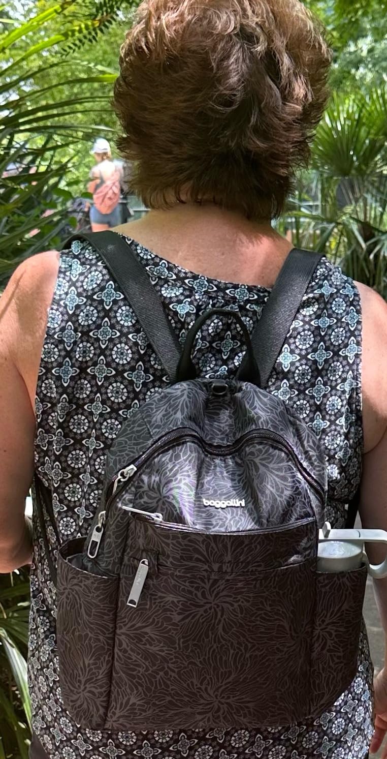 Baggallini Securtex Anti-theft Vacation Travel Backpack, 10x13 Slash-Resistant Nylon Daypack with RFID, Charcoal customer photo 1