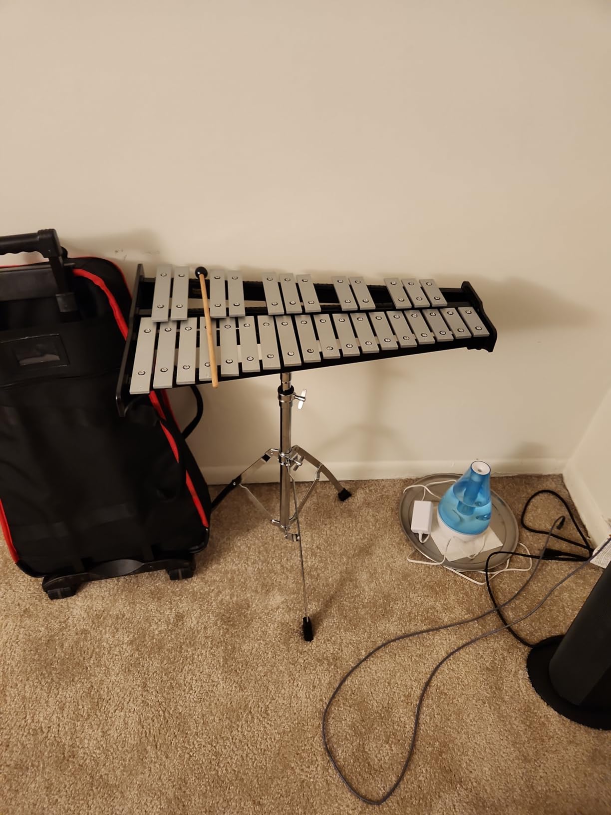 Giantex Percussion Glockenspiel Bell Kit 30 Notes with Carry Case, Practice Pad, Adjustable Height Stand, Bell Mallets, Wooden Sticks, Music Stand, Xylophone Percussion Instrument Set customer photo 2
