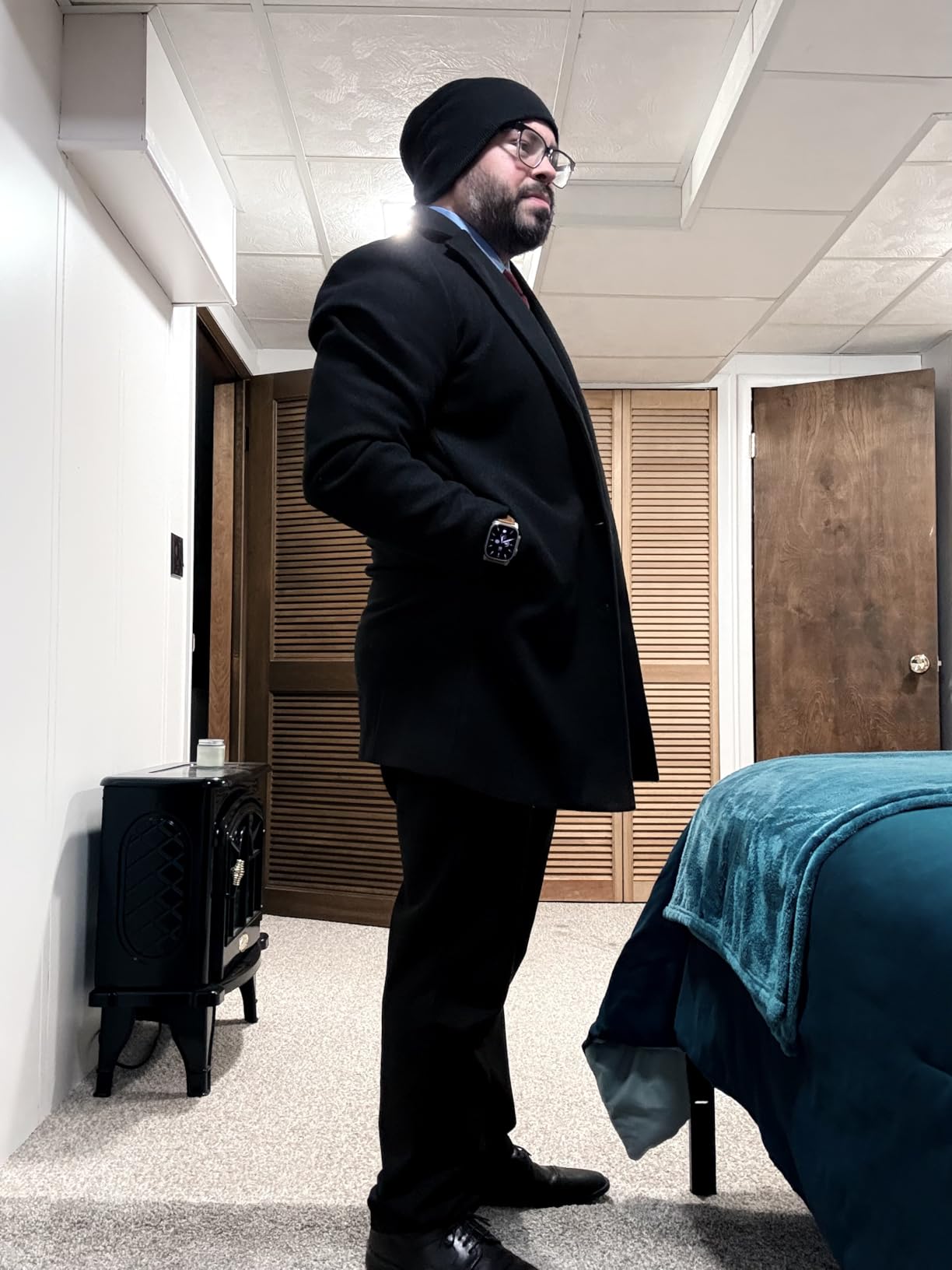Springrain Men's Wool Blend Pea Coat Single Breasted Overcoat customer photo 1