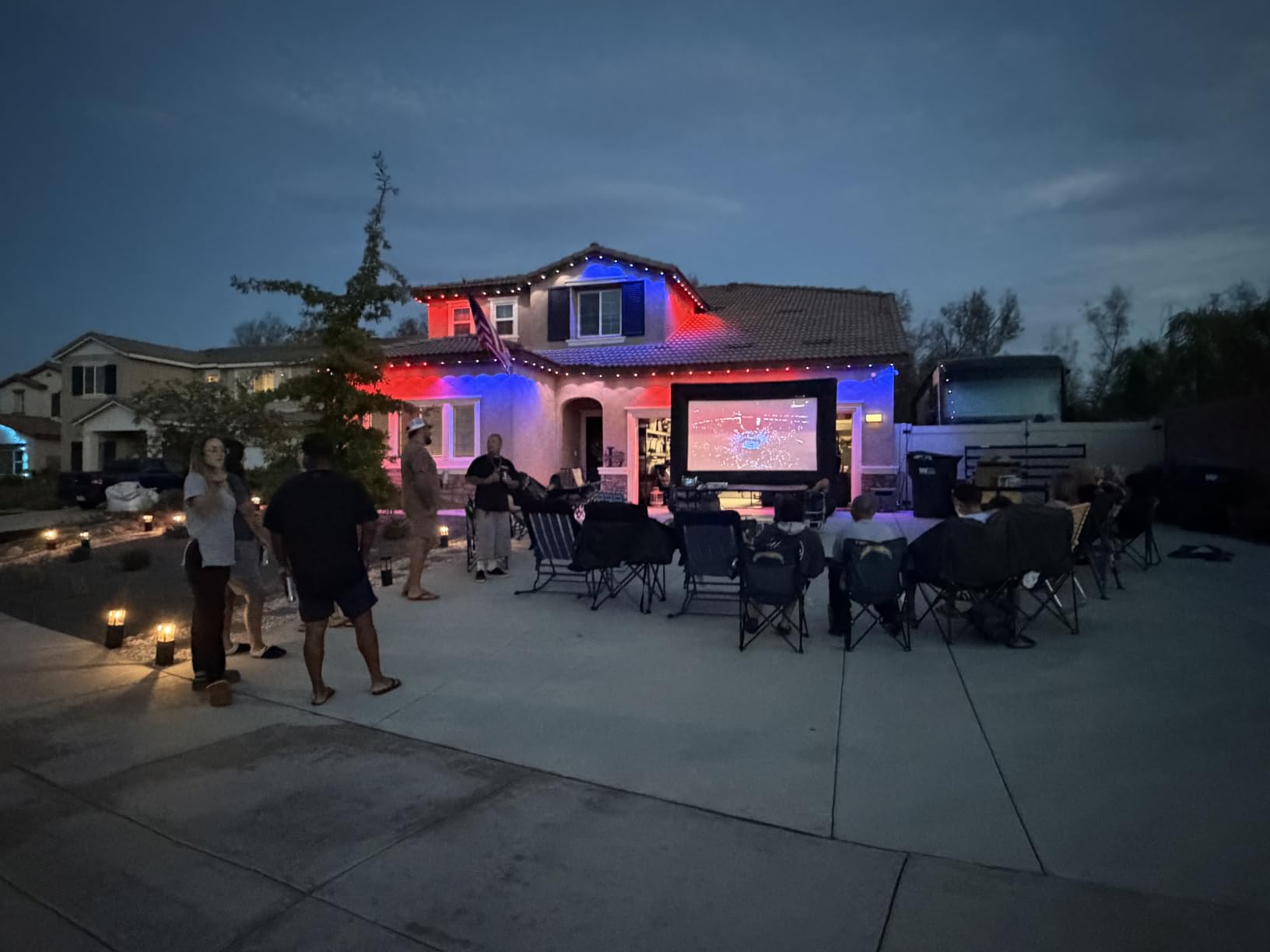 XHYCPY Inflatable Projector Screen 15ft with Air Blower and Storage Bag, Easy Set up, Front and Rear Projection for Outdoor Movie Night Backyard Pool Fun customer photo 1