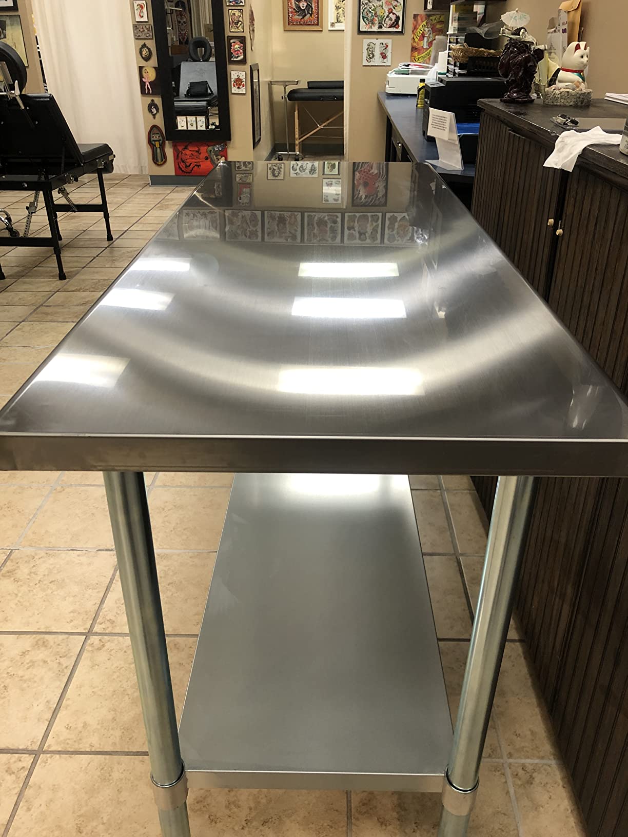 ROCKPOINT Stainless Steel Table for Prep & Work with Caster Wheels 24x48 Inches, NSF Metal Commercial Kitchen Heavy Duty Table with Adjustable Under Shelf and Table Foot for Restaurant, Home and Hotel customer photo 2