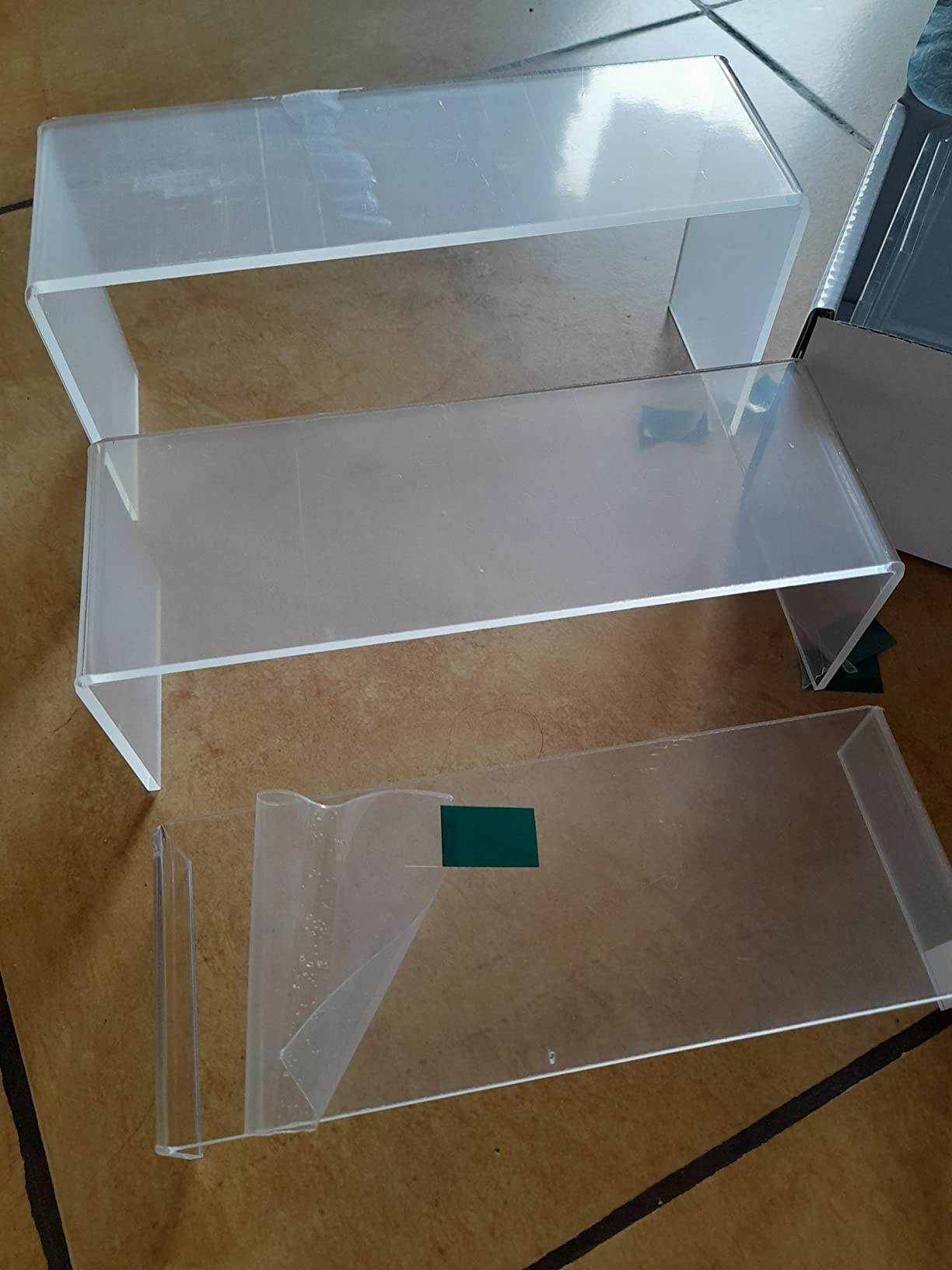 Goabroa 6 Pcs 8'' Clear Cupcake Display Risers, 3 Tiers Rectangular Risers Display Stands 4mm Thick Collectibles Jewelry Display Shelf Lego Display Shelves Risers customer photo 1