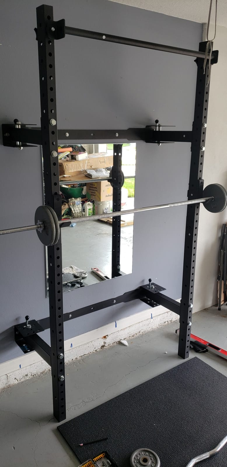 PRx Performance Wall Mounted Folding Power Squat Rack - Heavy Duty Adjustable Pull Up Bar, Space Saving Home Gym Equipment with Durable J-Cups, Ideal for Weight Lifting and Strength Training - Black customer photo 2