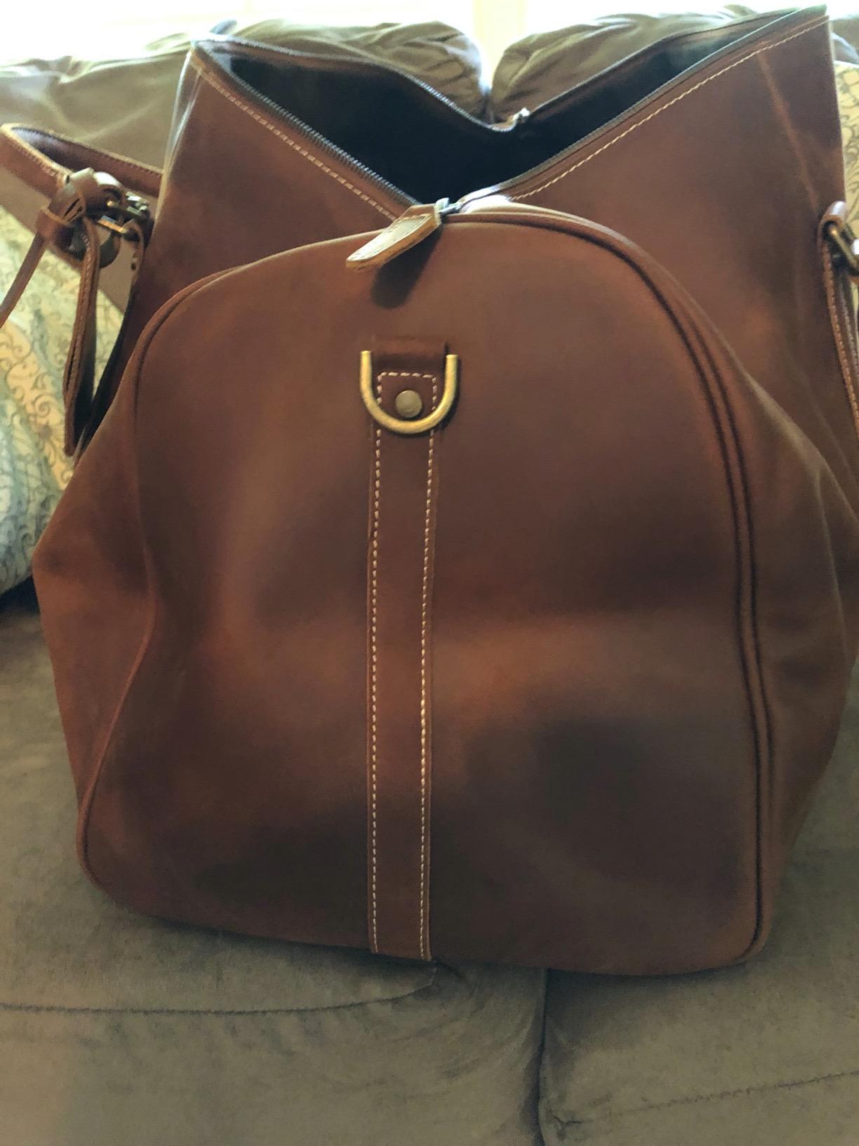 24 Inch Leather Travel Weekend Luggage Bag with Ykk Zipper Mens Duffle Retro Carry on Handbag (Brown) customer photo 2