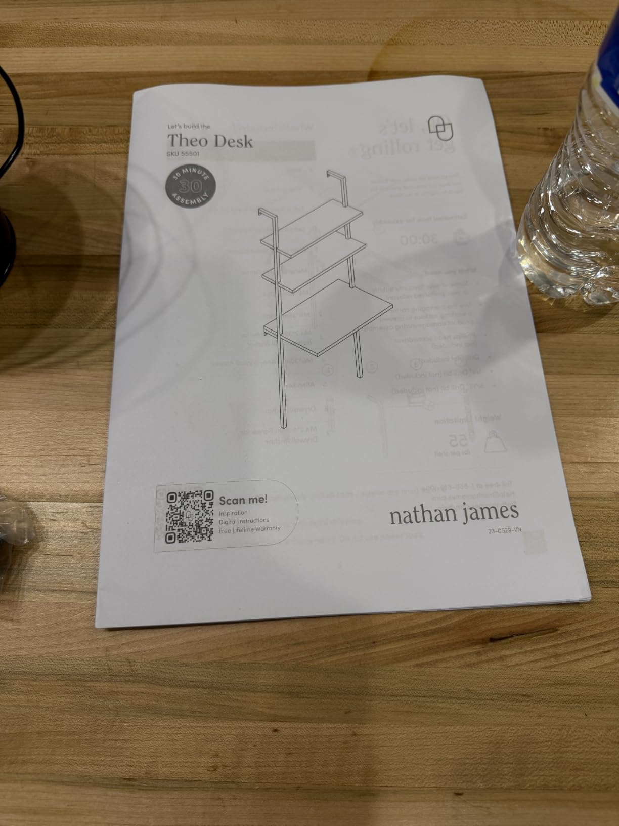 Nathan James Theo 2-Shelf Industrial Wall Mount Ladder Table, Small Computer or Writing Desk, Nutmeg/Matte Black customer photo 2