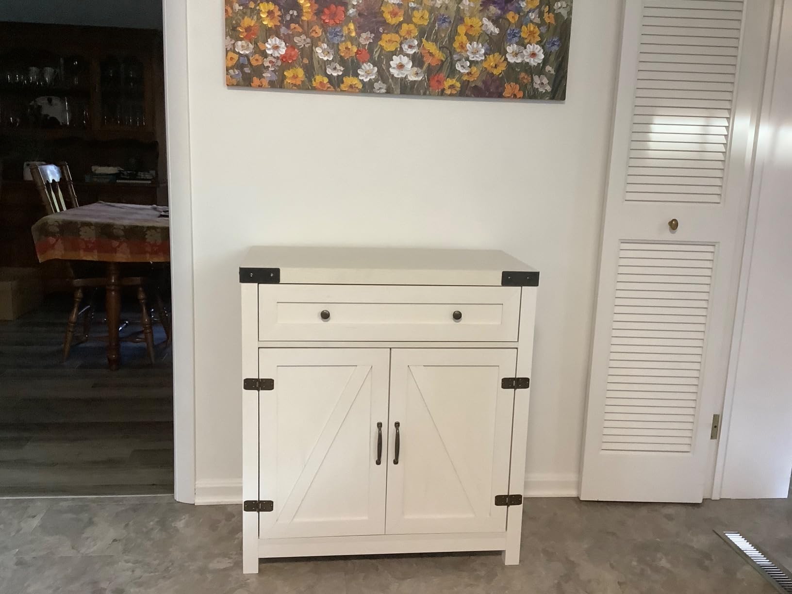 Walker Edison Cass Modern Farmhouse Double Barn Door Accent Cabinet, 30 Inch, Rustic Oak, Without Fireplace customer photo 2
