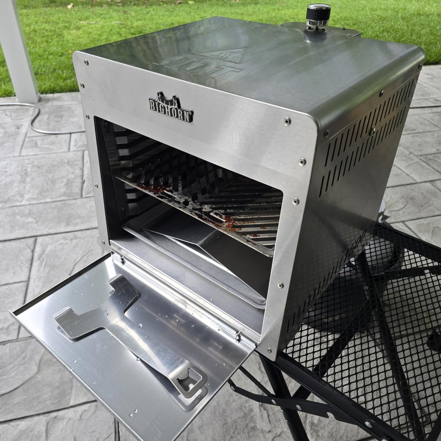 BIG HORN OUTDOORS 1500°F Infrared Propane Gas Grill – Portable Steak Broiler & Sear Station, Outdoor Salamander BBQ, Stainless Steel, 16 inch customer photo 1